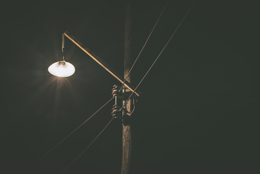 Power Line and Street Light at Night - Burleson, Texas, USA