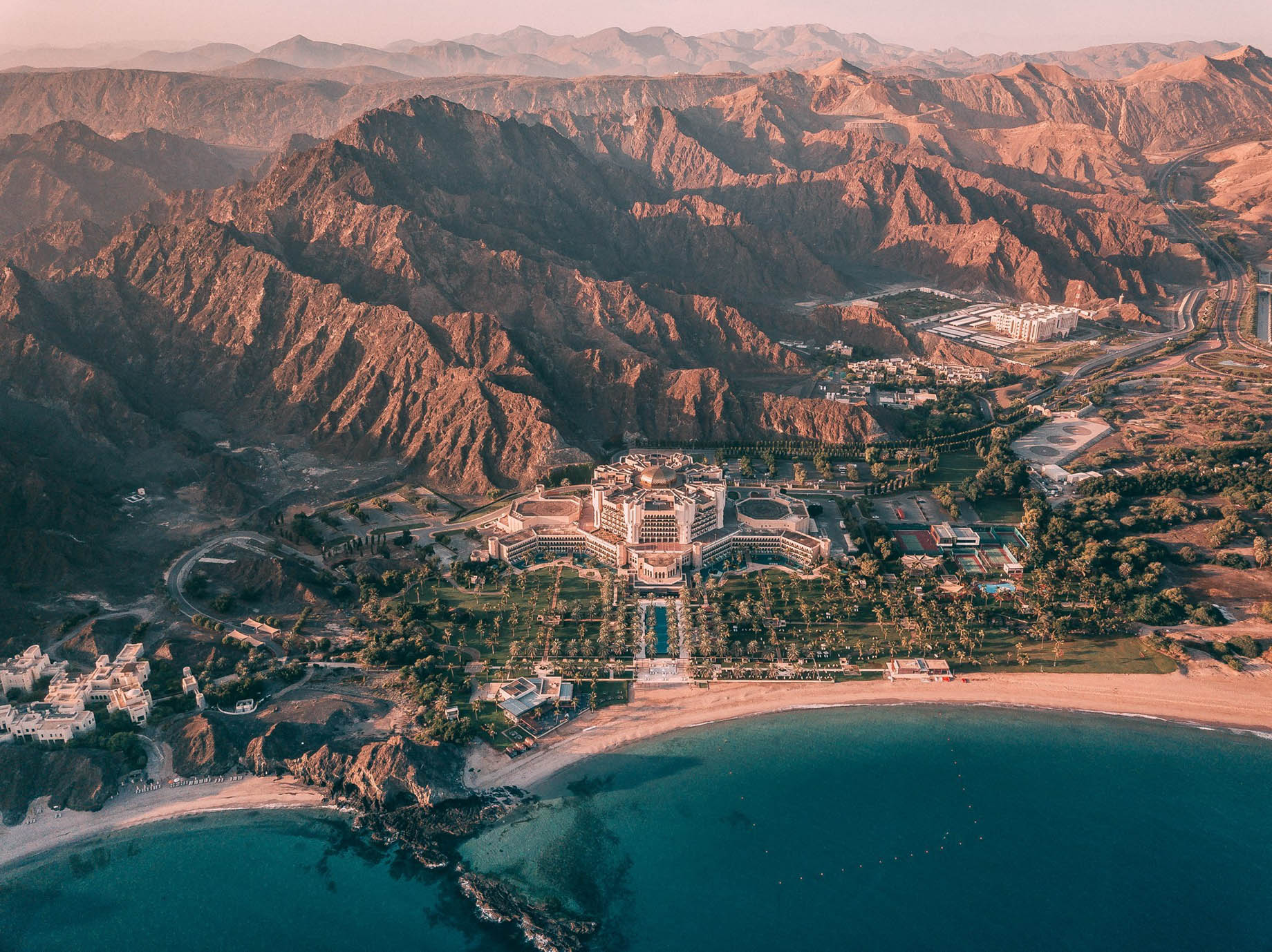 Al Bustan Palace, A Ritz-Carlton Hotel – Muscat, Oman – Hotel Exterior Aerial View