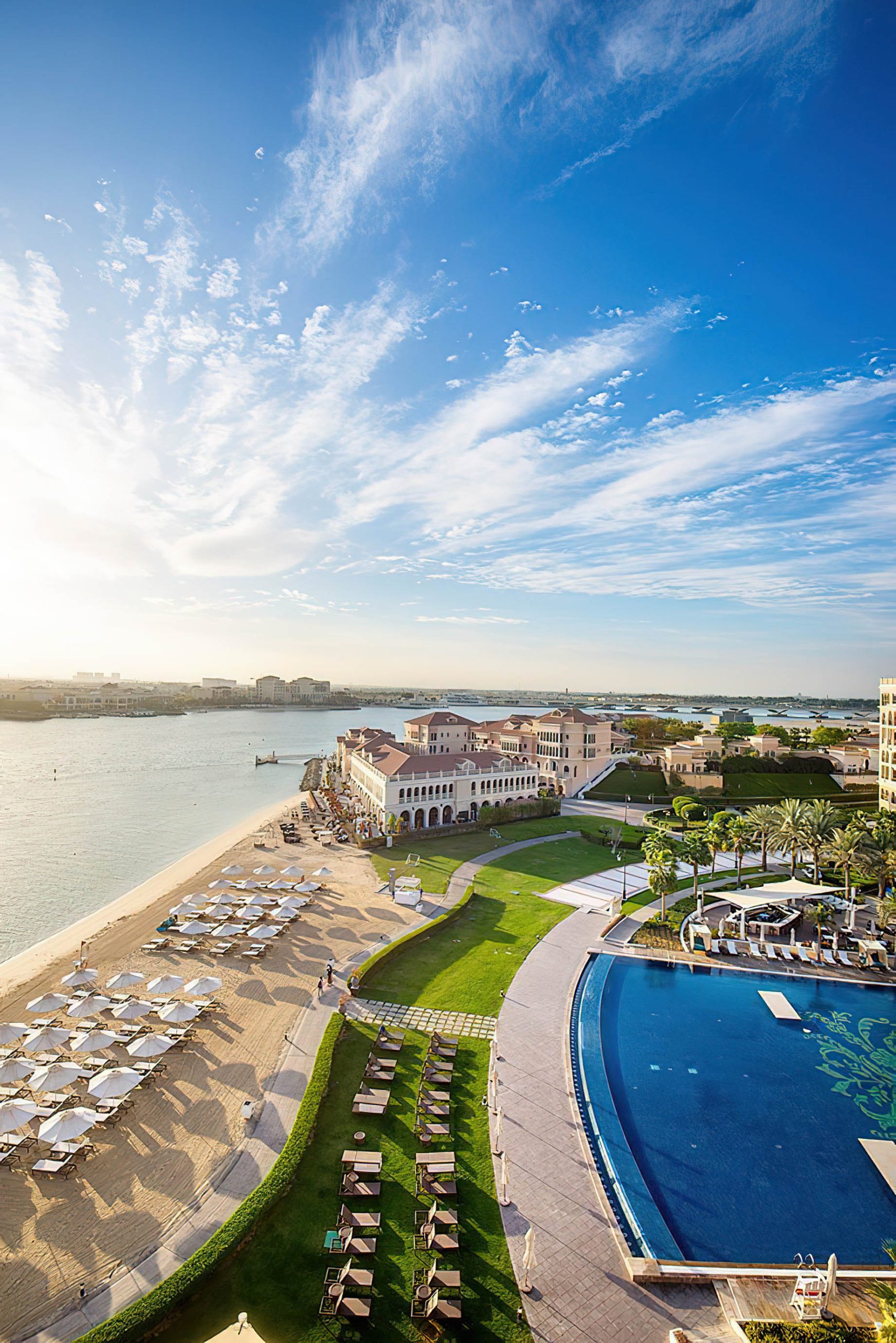 The Ritz-Carlton Abu Dhabi, Grand Canal Hotel – Abu Dhabi, UAE – Hotel Beach Aerial View