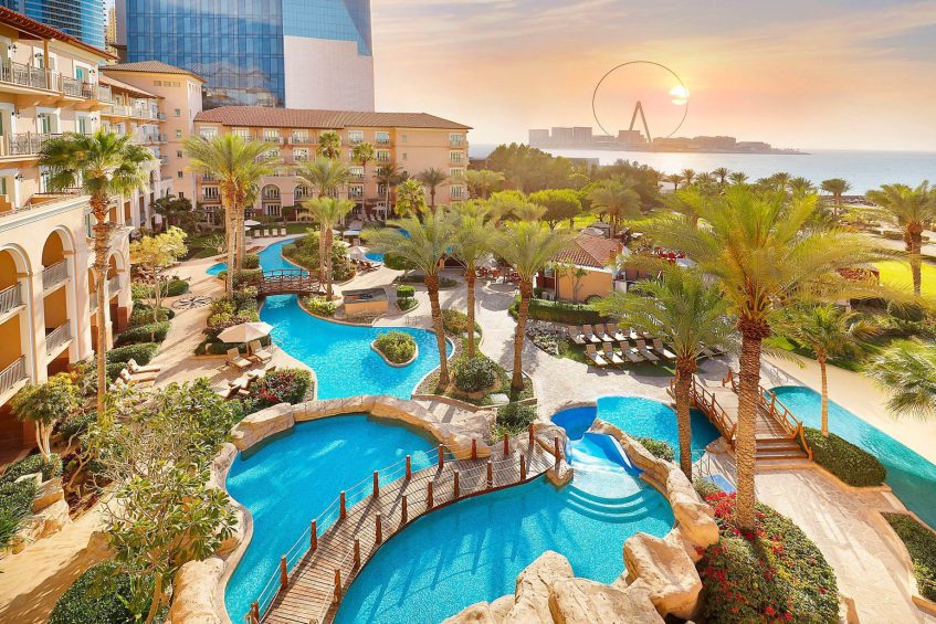 The Ritz-Carlton, Dubai Hotel - JBR Beach, Dubai, UAE - Hotel Pool Aerial View