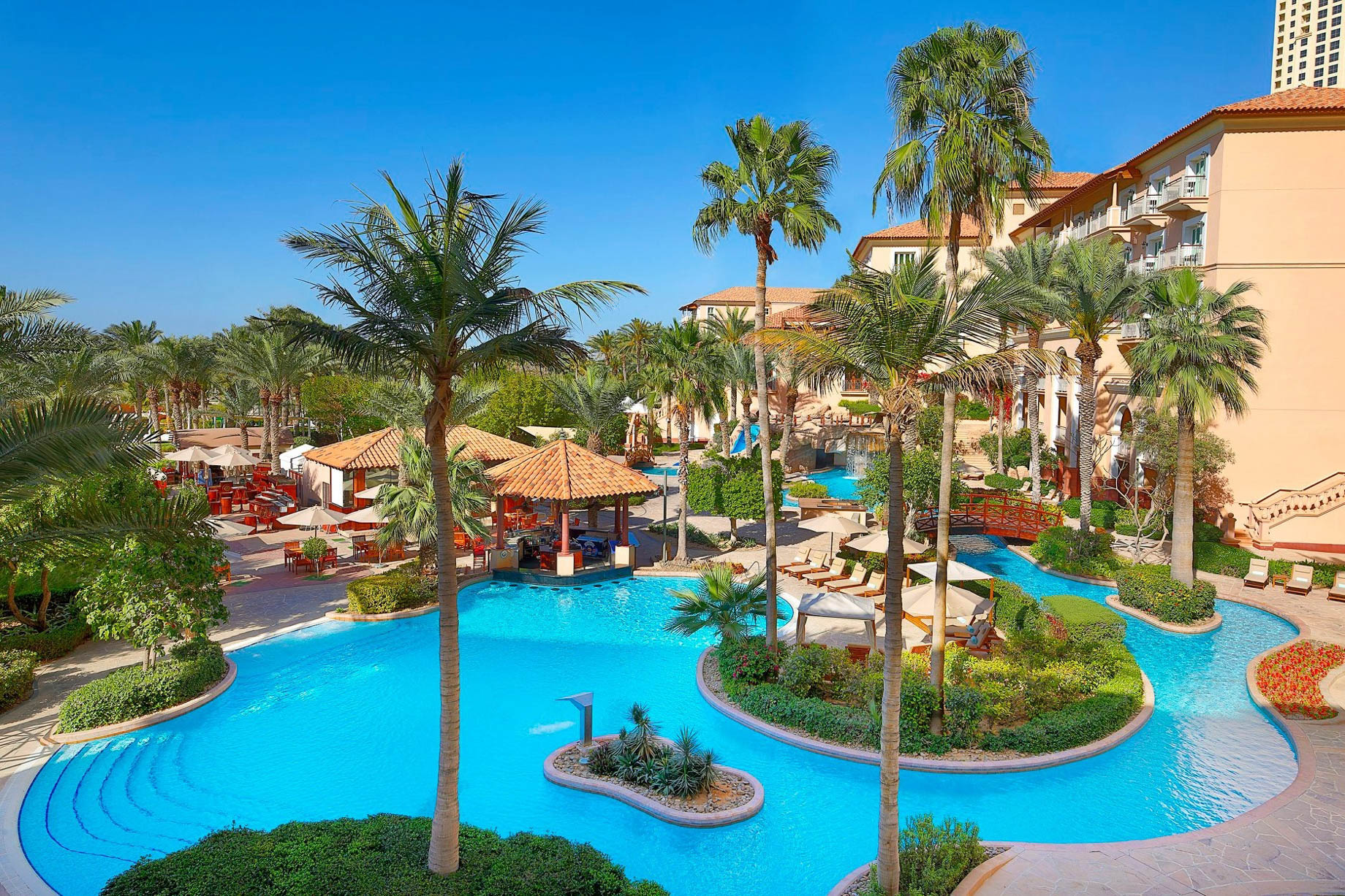 The Ritz-Carlton, Dubai Hotel – JBR Beach, Dubai, UAE – Hotel Pool Aerial View