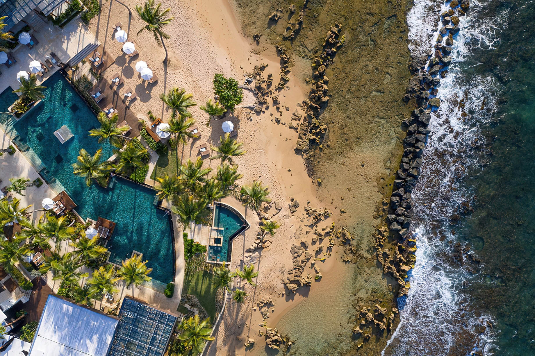 The Ritz-Carlton, Dorado Beach Reserve Resort – Puerto Rico – Positivo Pool Beach Overhead Aerial View