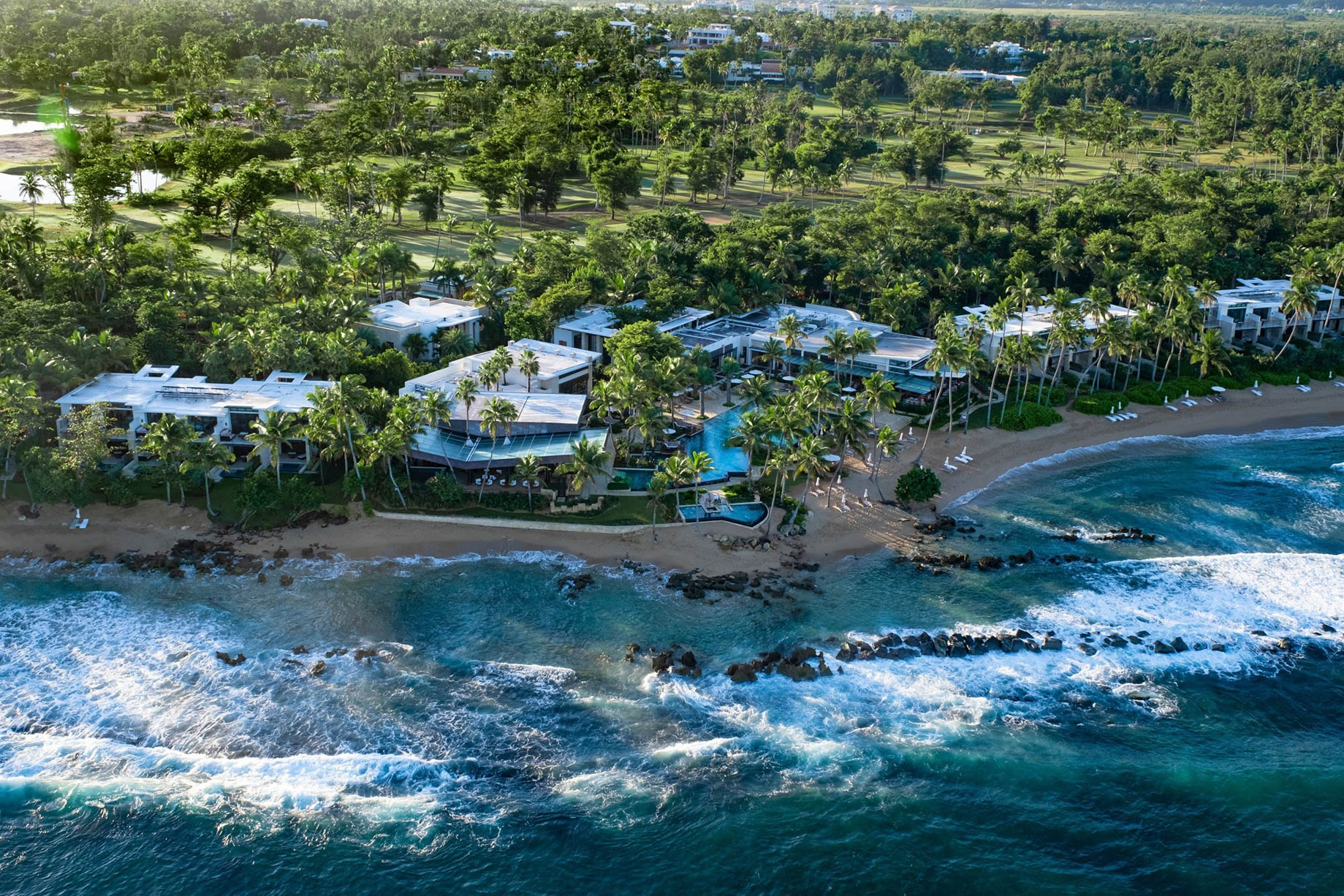The Ritz-Carlton, Dorado Beach Reserve Resort – Puerto Rico – Positivo Pool Complex and Beach Aerial View