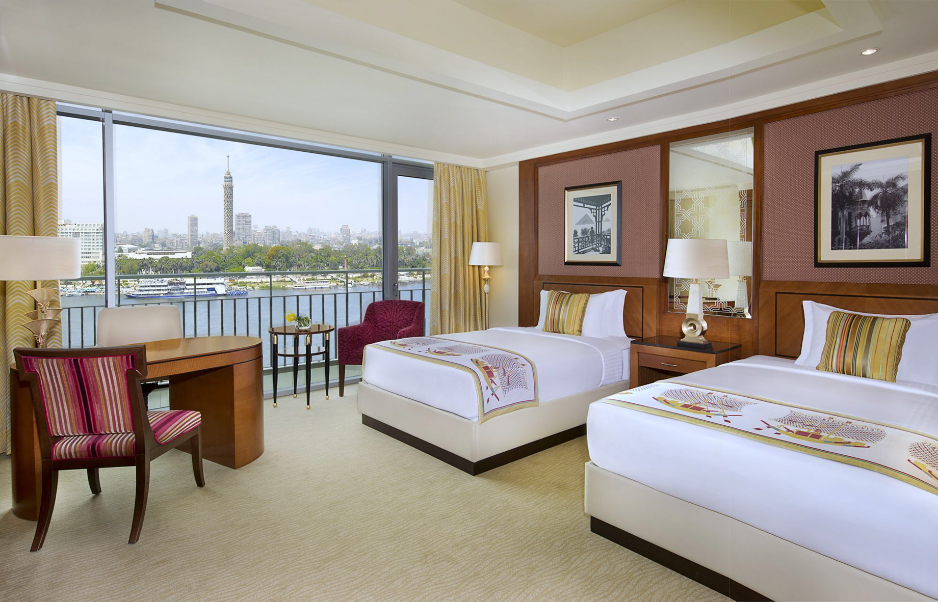 The Nile Ritz-Carlton, Cairo Hotel - Cairo, Egypt - Deluxe Nile View Room Twin Beds