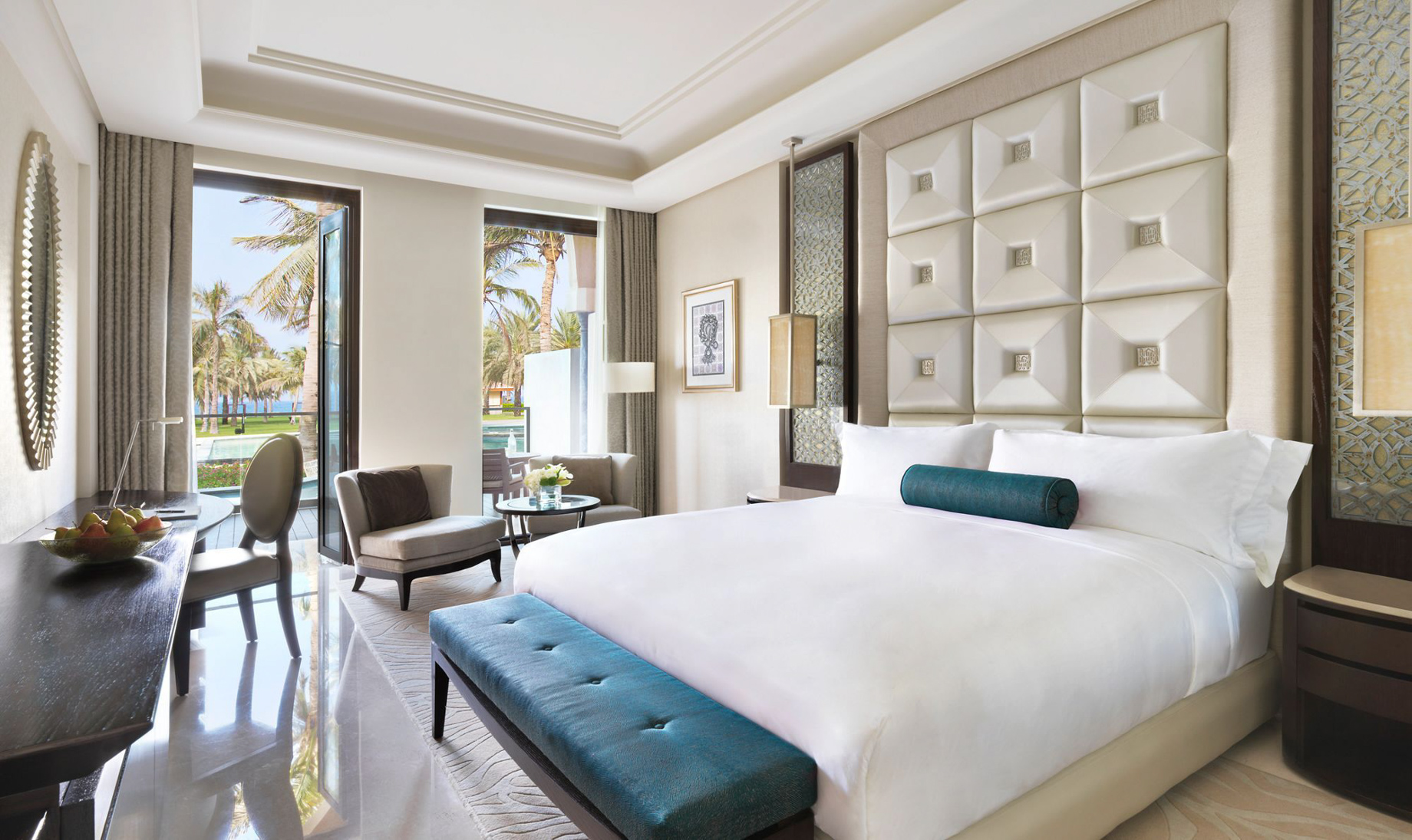 Al Bustan Palace, A Ritz-Carlton Hotel – Muscat, Oman – Deluxe Lagoon Access Room Bed