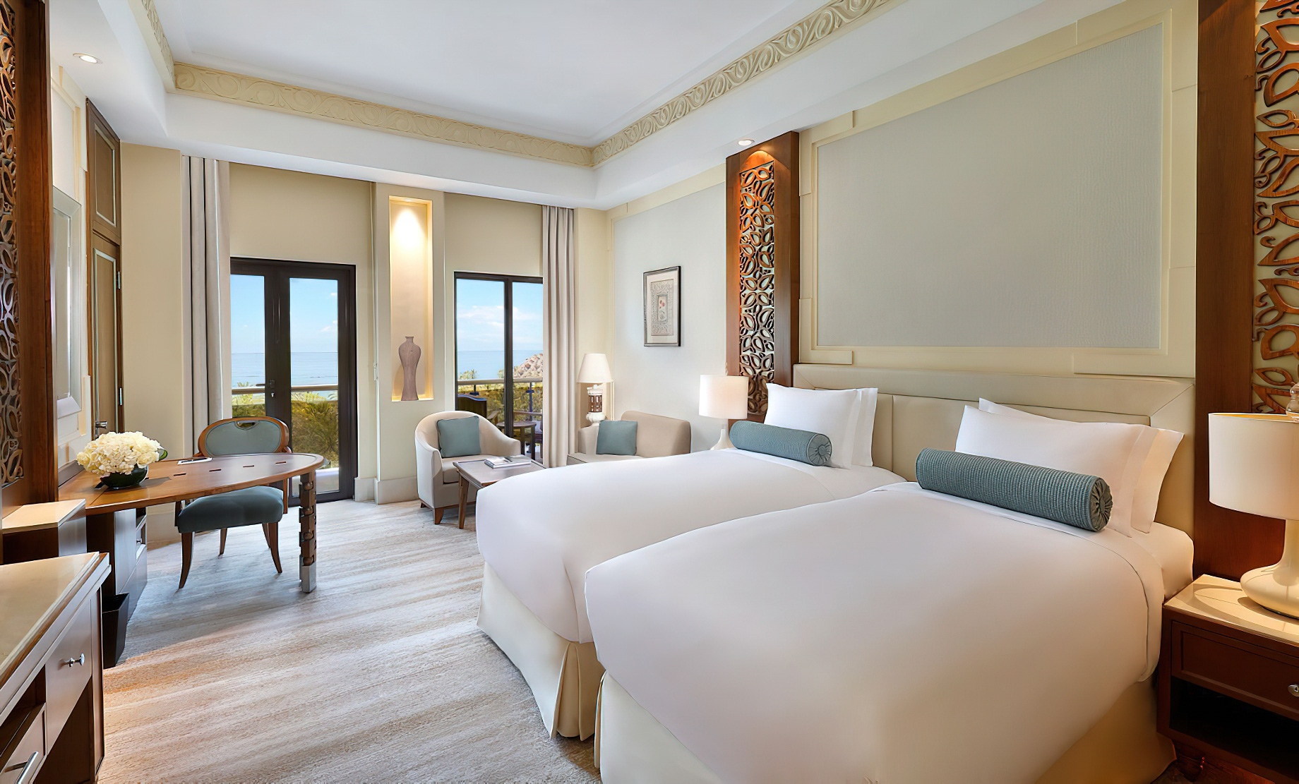 Al Bustan Palace, A Ritz-Carlton Hotel – Muscat, Oman – Deluxe Sea View Room Twin Beds