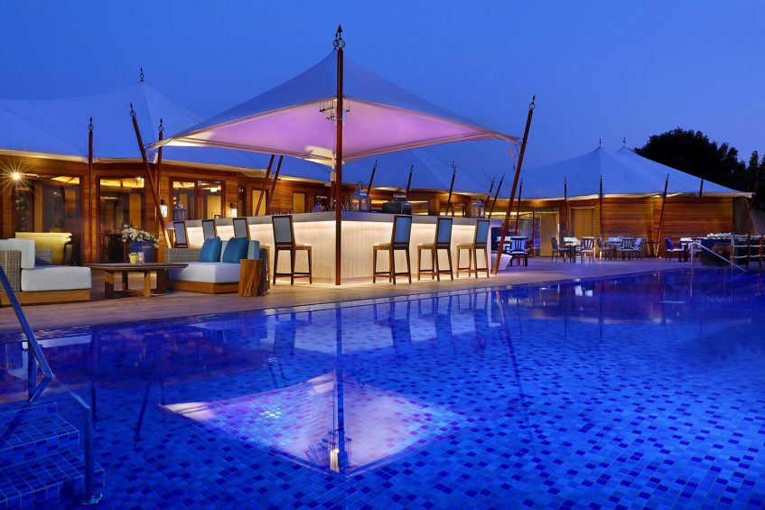 The Ritz-Carlton Ras Al Khaimah, Al Hamra Beach Hotel - UAE - Shore House Restaurant Pool Patio Night