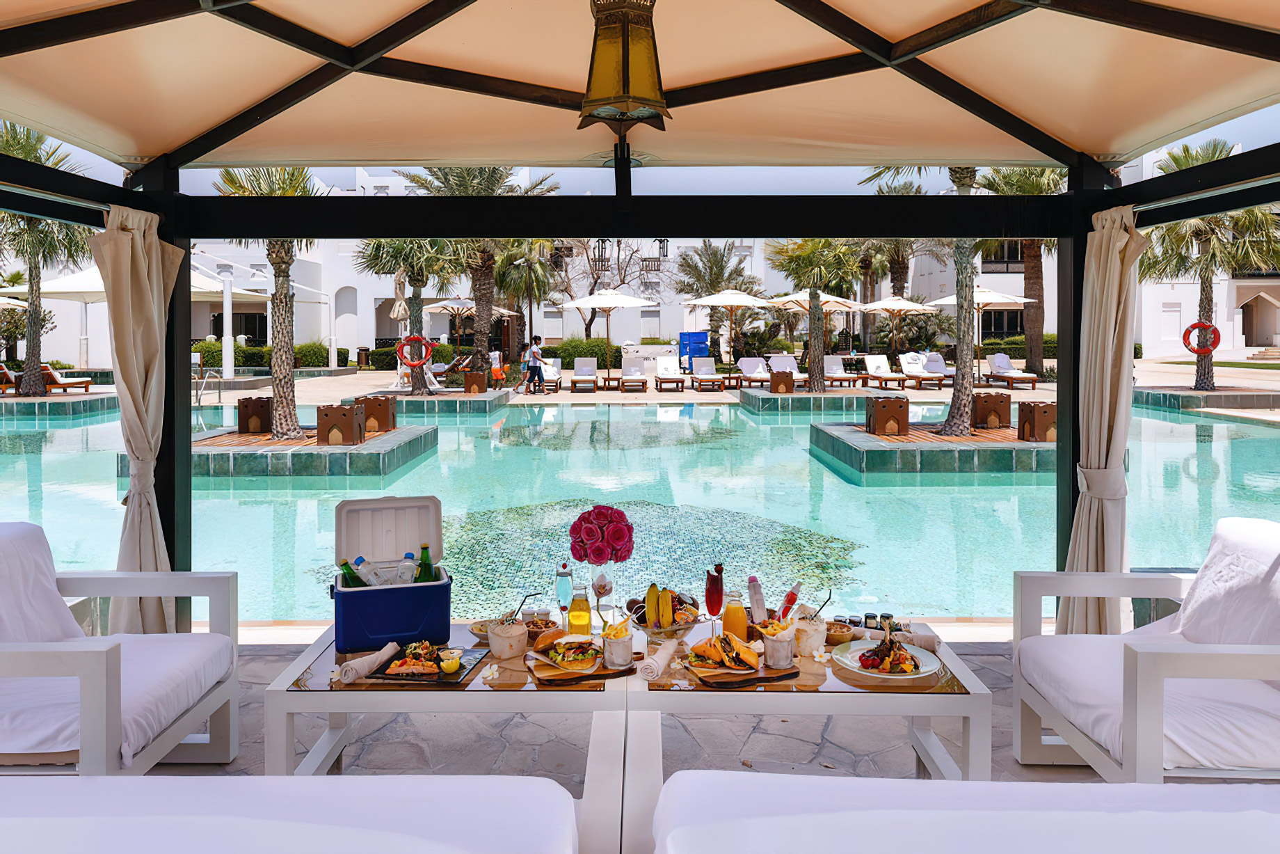 Sharq Village & Spa, A Ritz-Carlton Hotel – Doha, Qatar – Outdoor Pool Deck Cabana Dining
