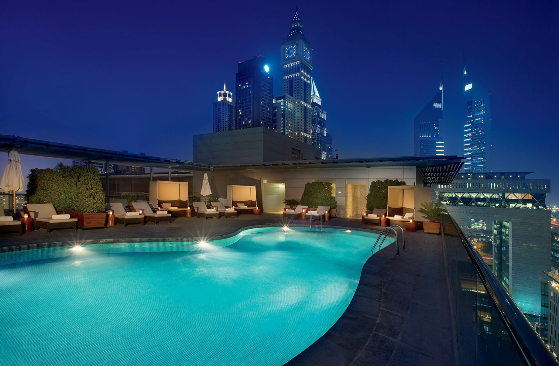 The Ritz-Carlton, Dubai International Financial Centre Hotel – UAE – Outdoor Swimming Pool Night