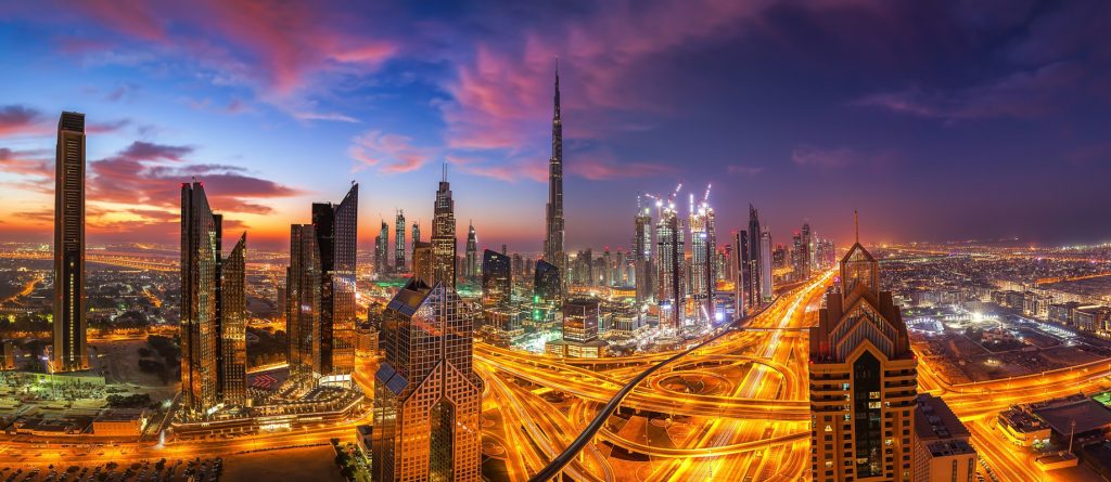 The Ritz-Carlton, Dubai International Financial Centre Hotel - UAE - Dubai Night Skyline