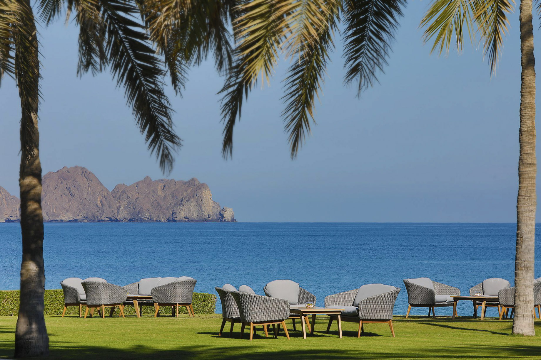 Al Bustan Palace, A Ritz-Carlton Hotel – Muscat, Oman – Outdoor Beach View Grass Lounge