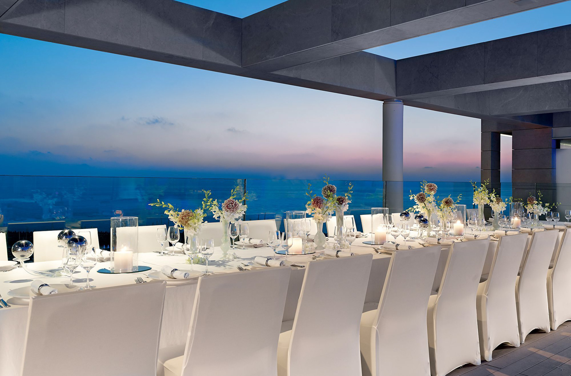 The Ritz-Carlton, Herzliya Hotel – Herzliya, Israel – Outdoor Deck Ocean View Dining Night