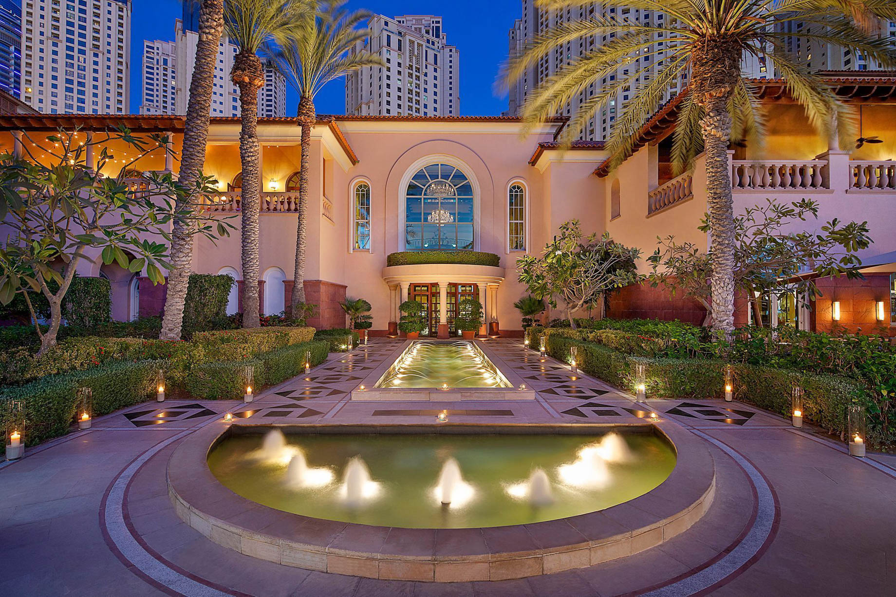 The Ritz-Carlton, Dubai Hotel – JBR Beach, Dubai, UAE – Outdoor Fountain Night