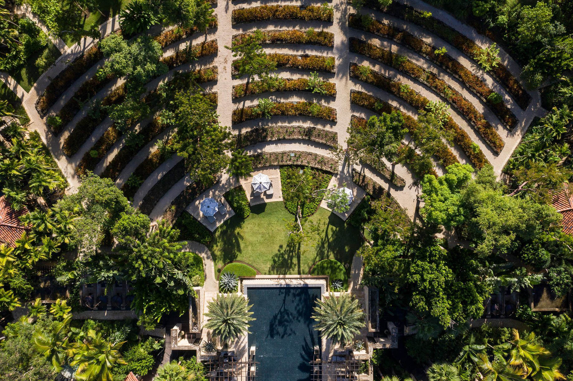 The Ritz-Carlton, Dorado Beach Reserve Resort – Puerto Rico – Pinapple Garden Overhead Aerial View