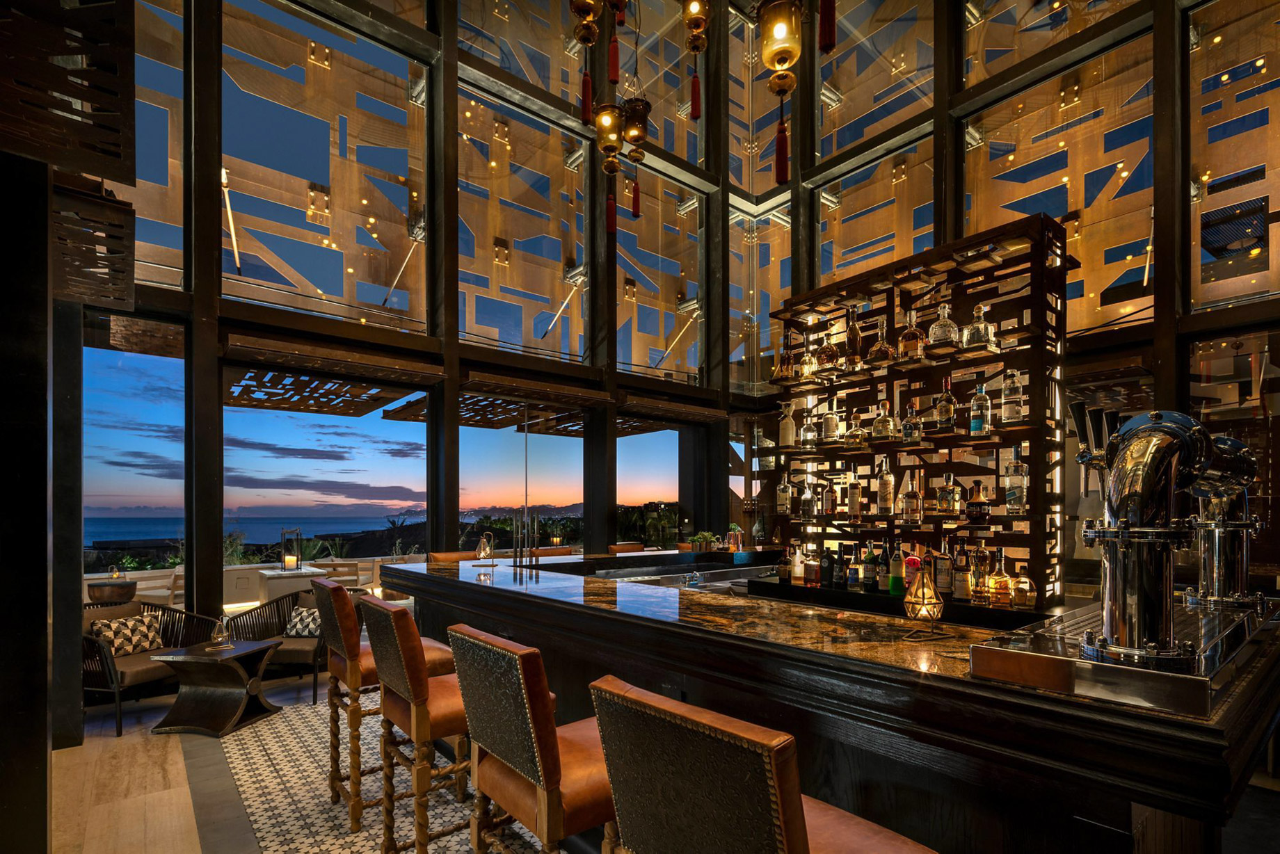 The Ritz-Carlton, Zadun Reserve Resort – Los Cabos, Mexico – Candil Bar Interior Sunset