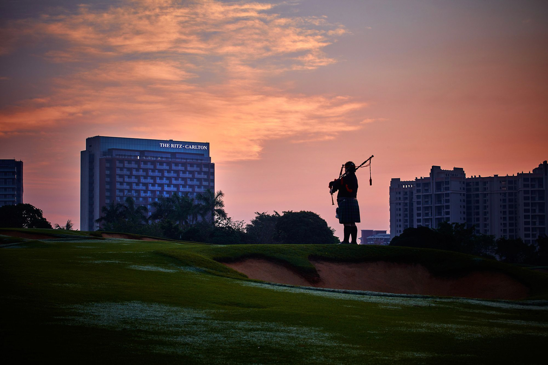 The Ritz-Carlton, Haikou Hotel Golf Resort – Hainan, China – Hotel Exterior Bagpiper