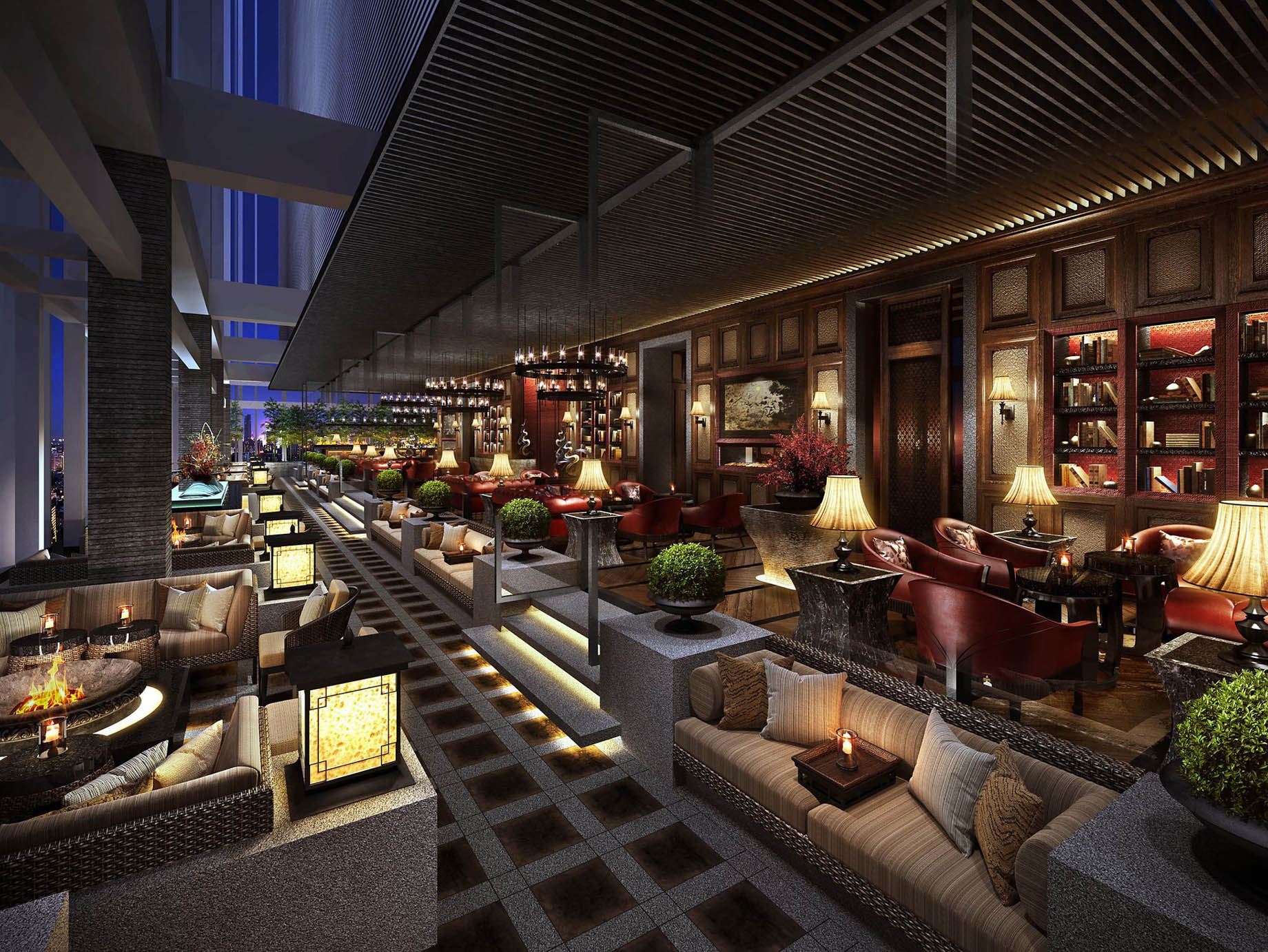 The Ritz-Carlton, Nanjing Hotel - Nanjing, China - FLAIR Rooftop Bar Interior