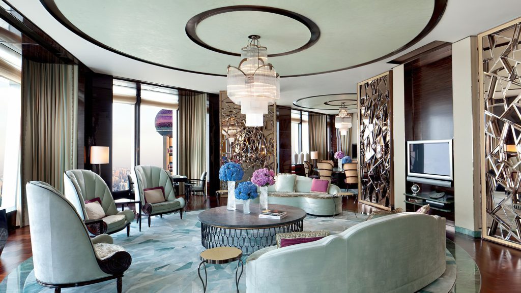 The Ritz-Carlton Shanghai, Pudong Hotel - Shanghai, China - The Ritz-Carlton Suite Living Room