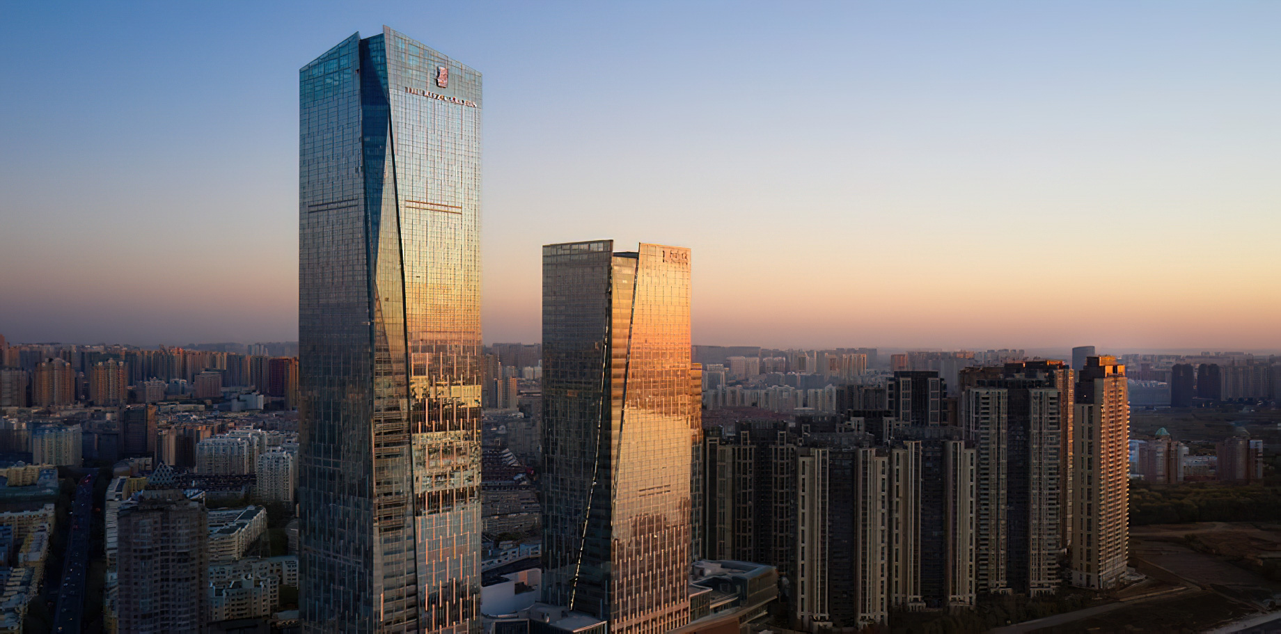 The Ritz-Carlton, Harbin Hotel – Harbin, China – Night Aerial View