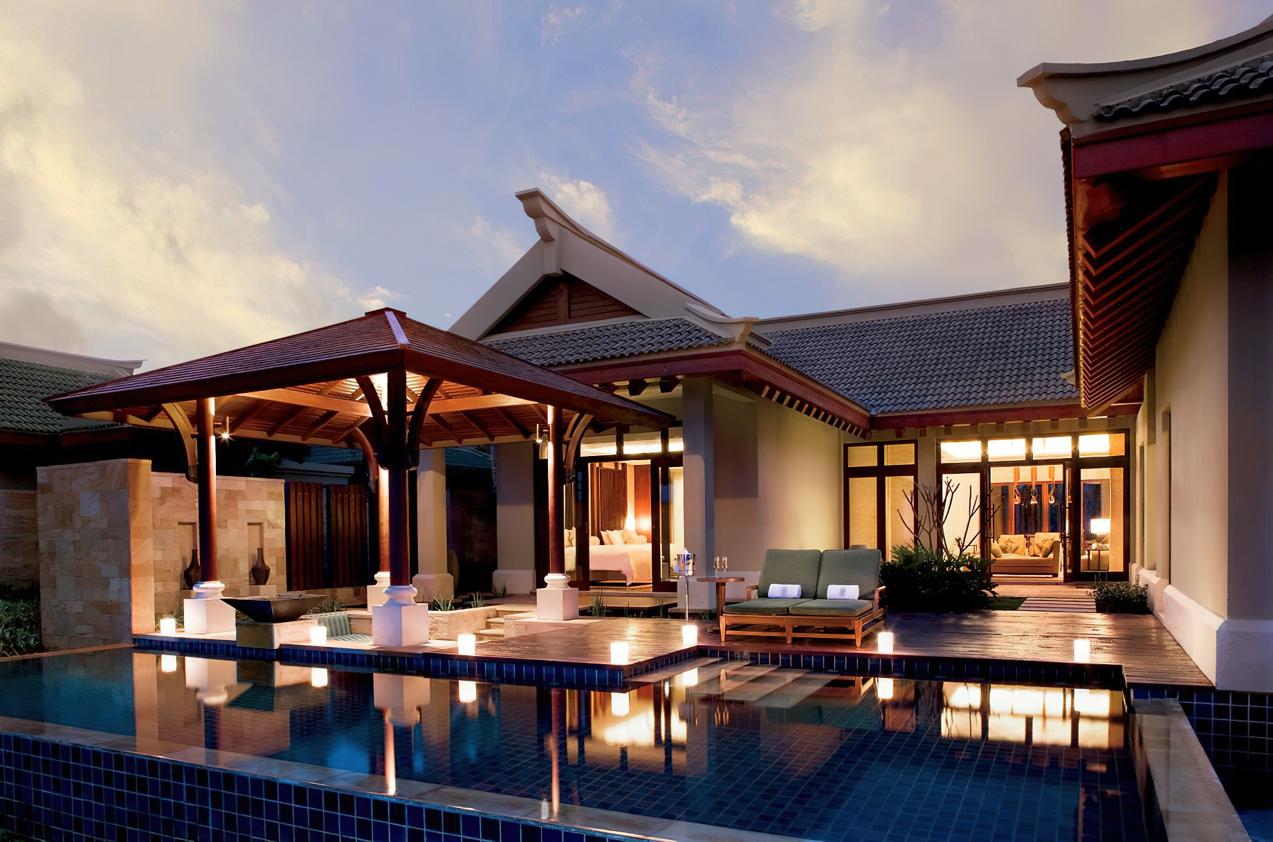 The Ritz-Carlton Sanya, Yalong Bay Hotel – Hainan, China – Two Bedroom Ocean Front Villa Evening