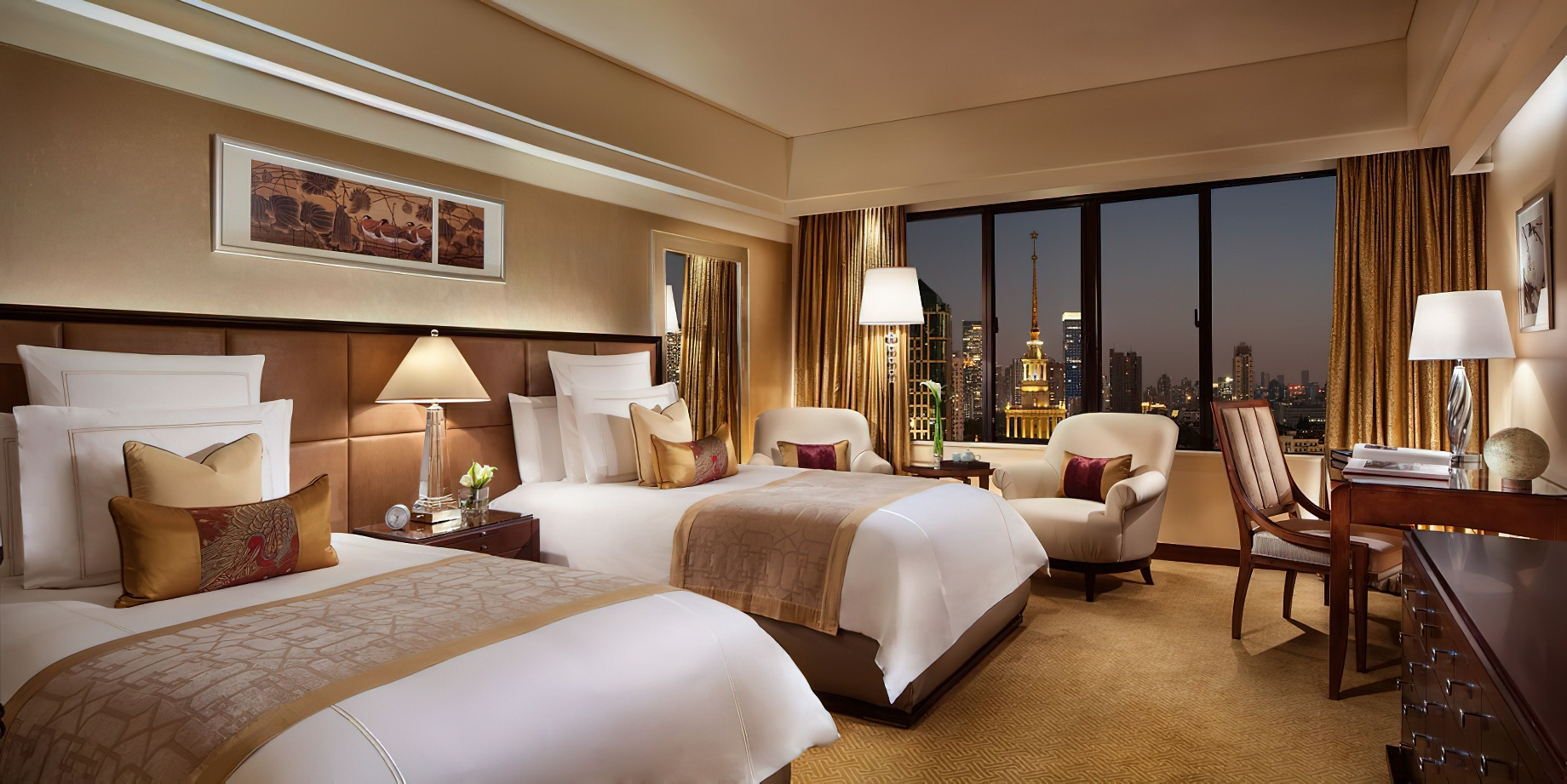 The Portman Ritz-Carlton, Shanghai Hotel – Shanghai, China – Club Skyline View Room Twin Beds