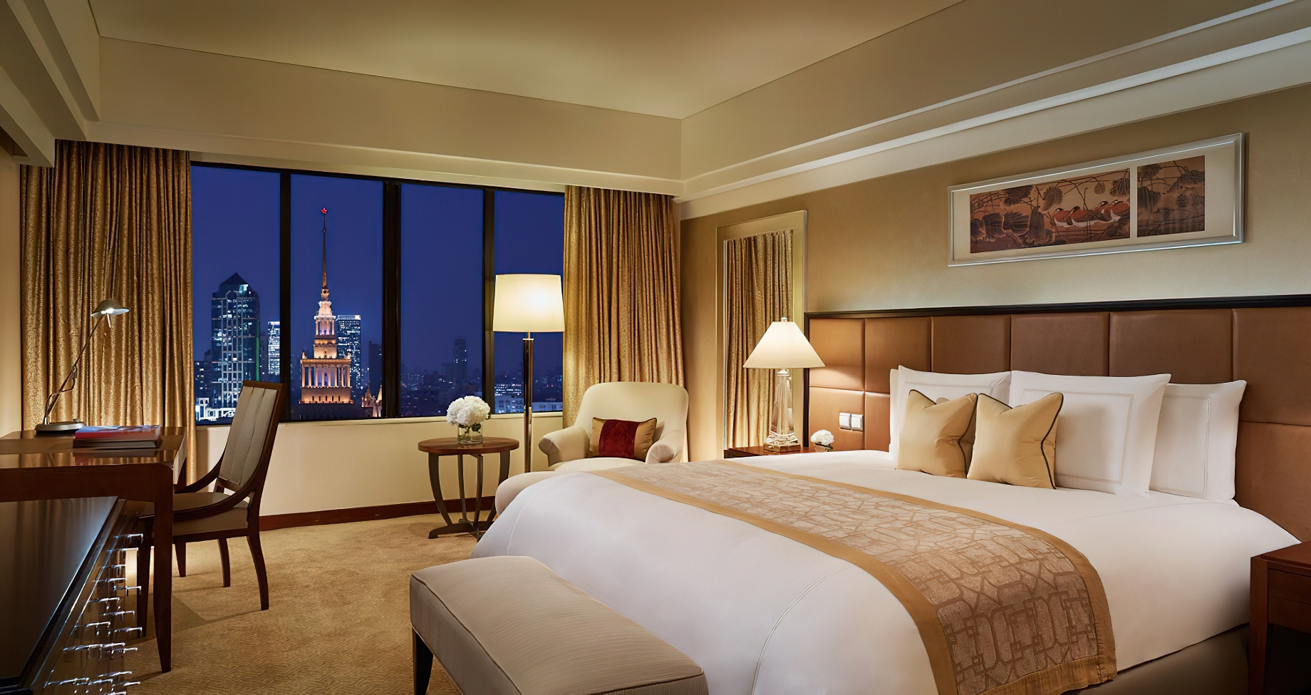The Portman Ritz-Carlton, Shanghai Hotel – Shanghai, China – Club Skyline View Room Bedroom