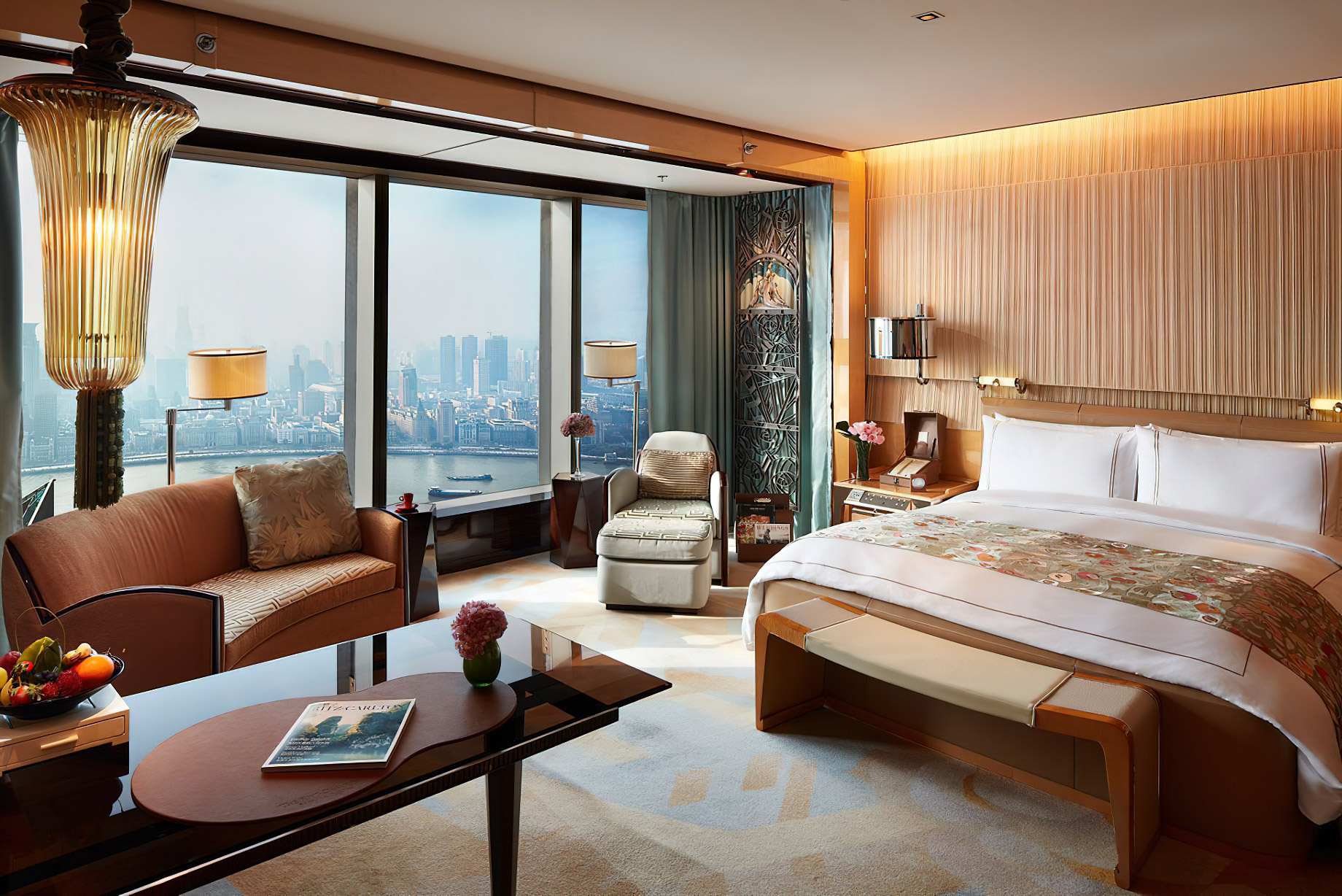The Ritz-Carlton Shanghai, Pudong Hotel – Shanghai, China – Club Bund View Room Bedroom