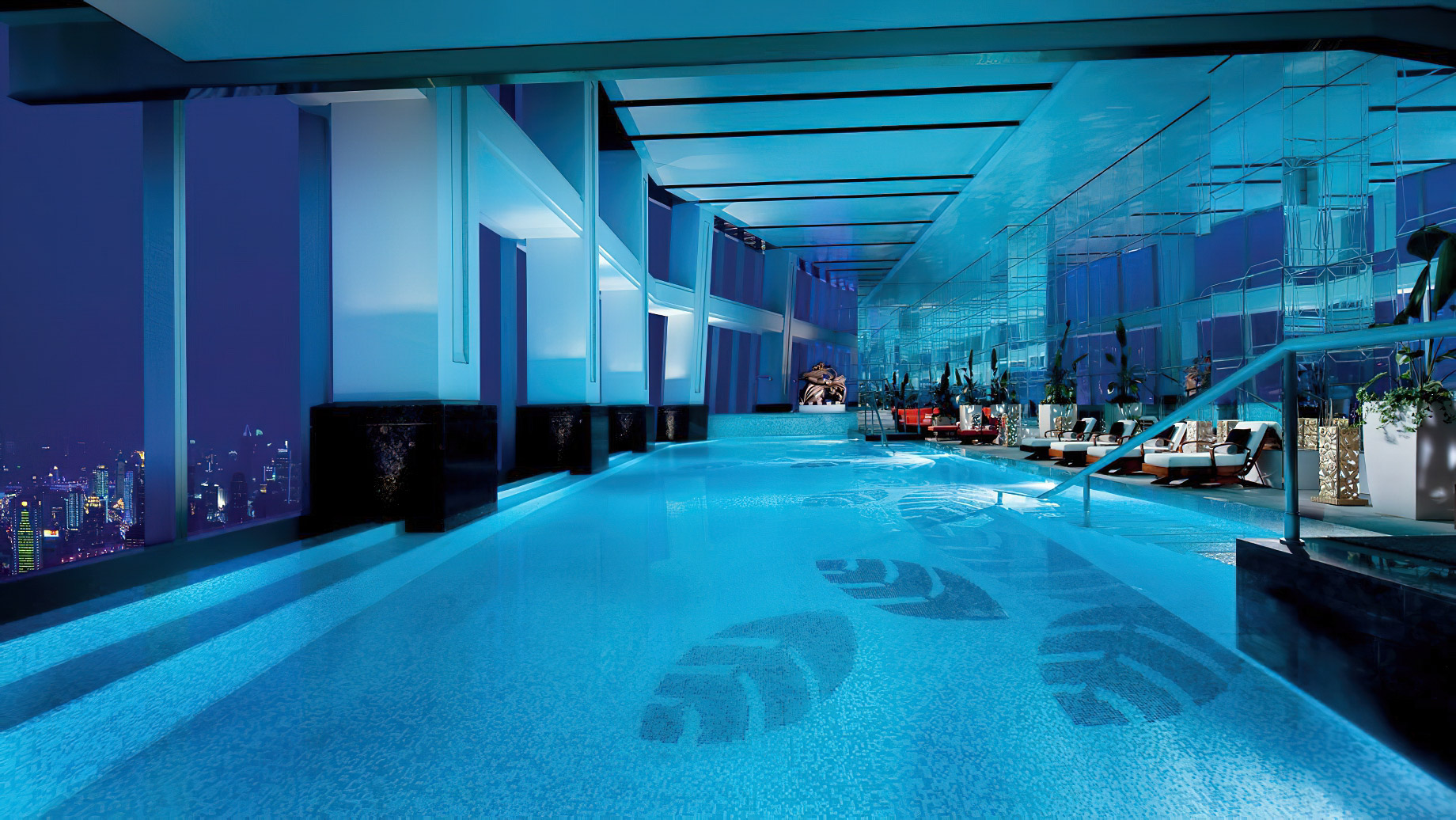 The Ritz-Carlton Shanghai, Pudong Hotel – Shanghai, China – Spa Indoor Pool Night