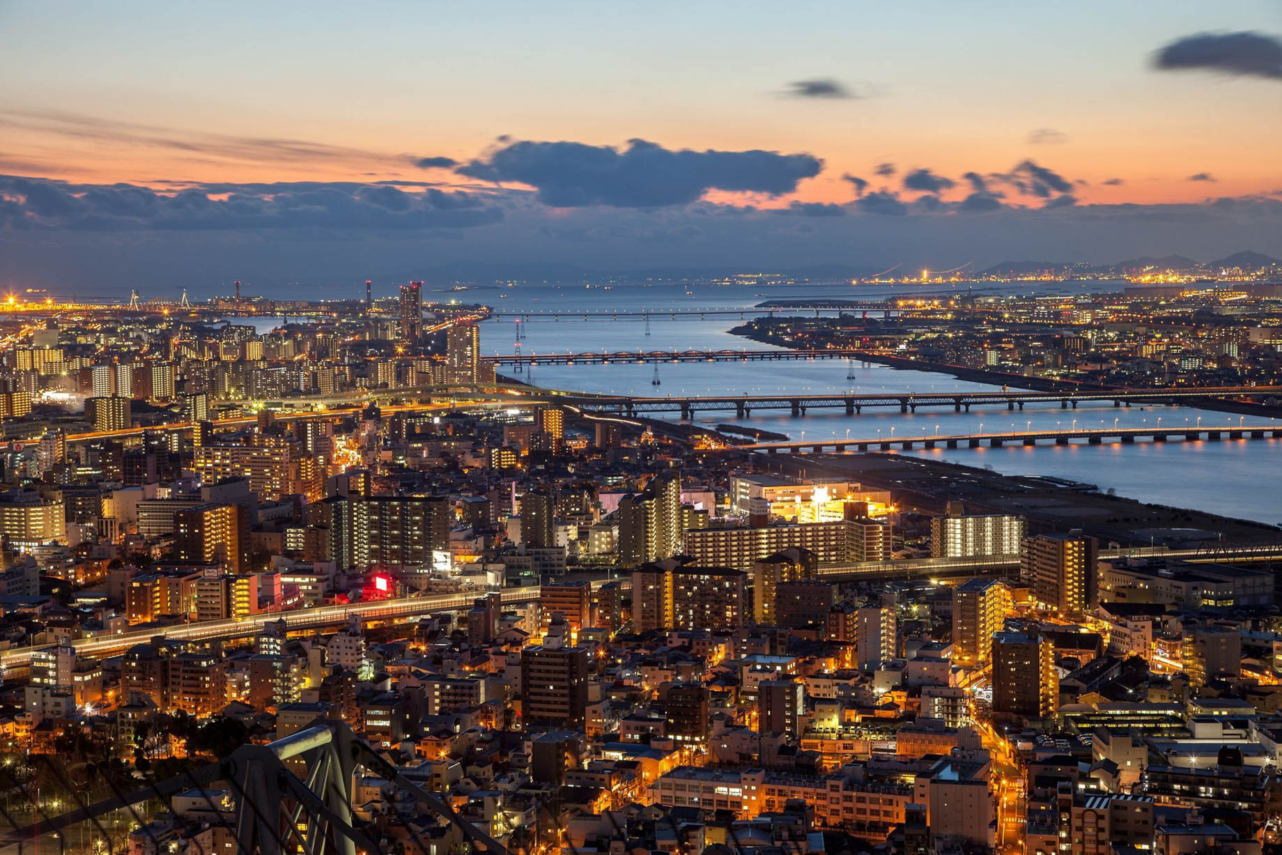 The Ritz-Carlton, Osaka Hotel - Osaka, Japan - City Skyline Sunset