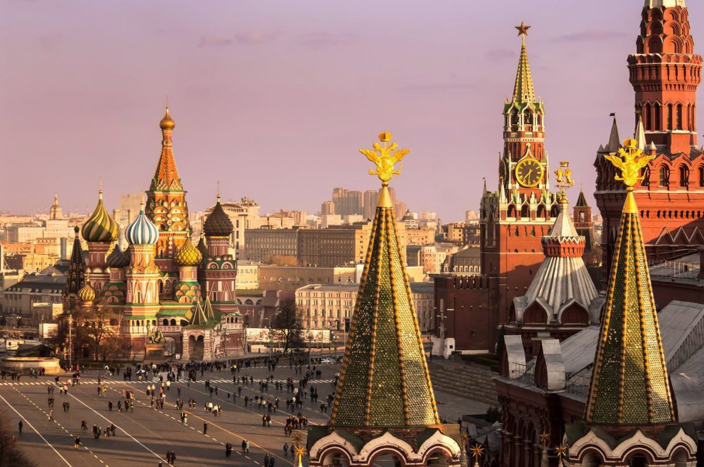 Four Seasons Hotel Moscow - Moscow, Russia - Red Square Aerial View Sunset