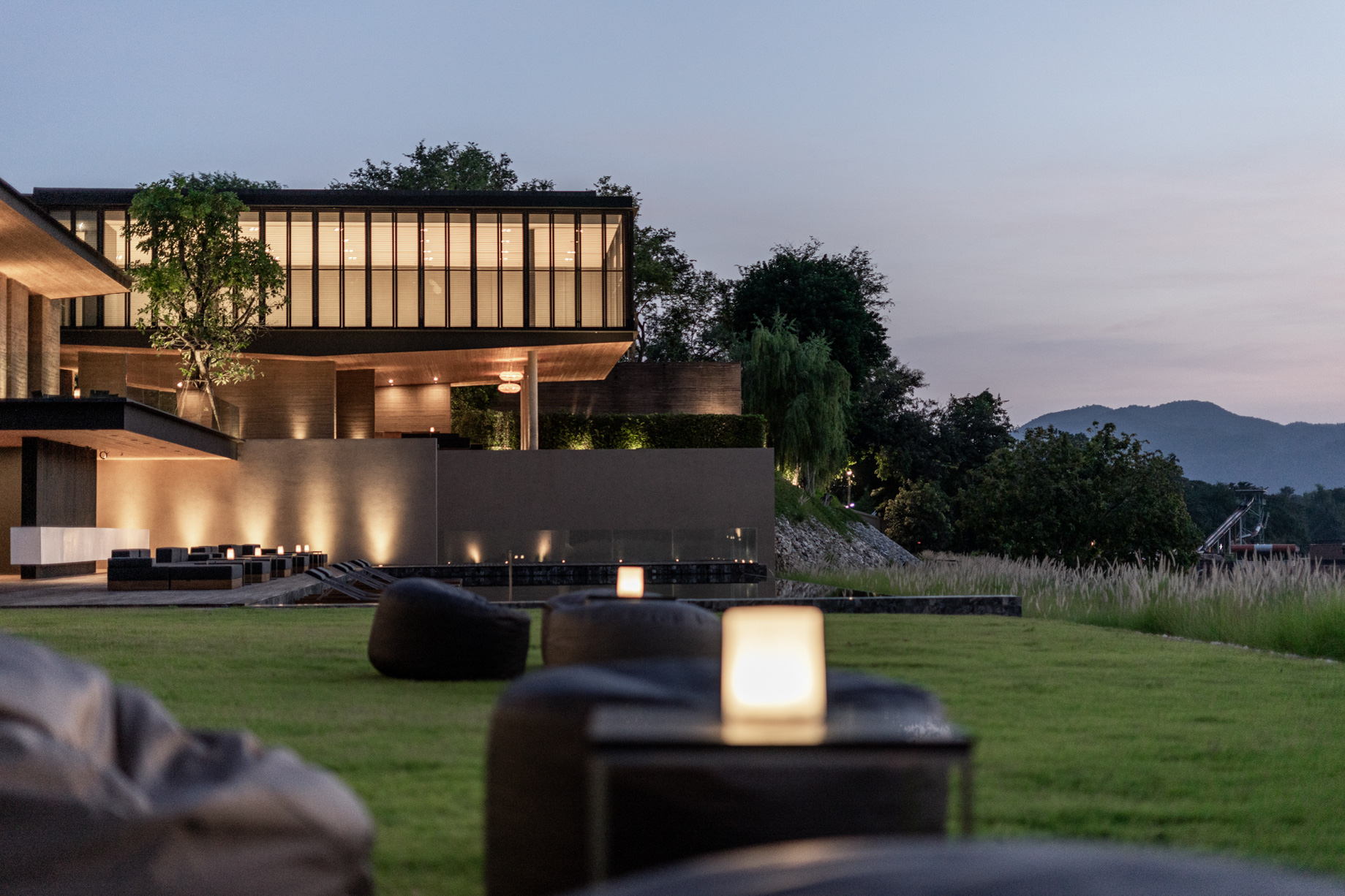 Tara Villa Riverkwai Resort – Kanchanaburi, Thailand – Exterior Wedding Area Lawn Night