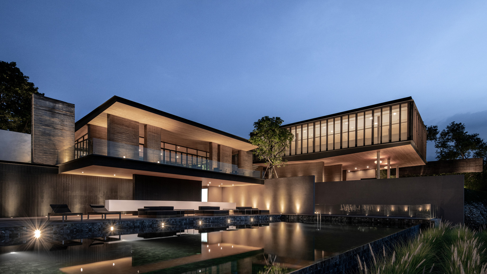 Tara Villa Riverkwai Resort - Kanchanaburi, Thailand - Exterior Pool Night View