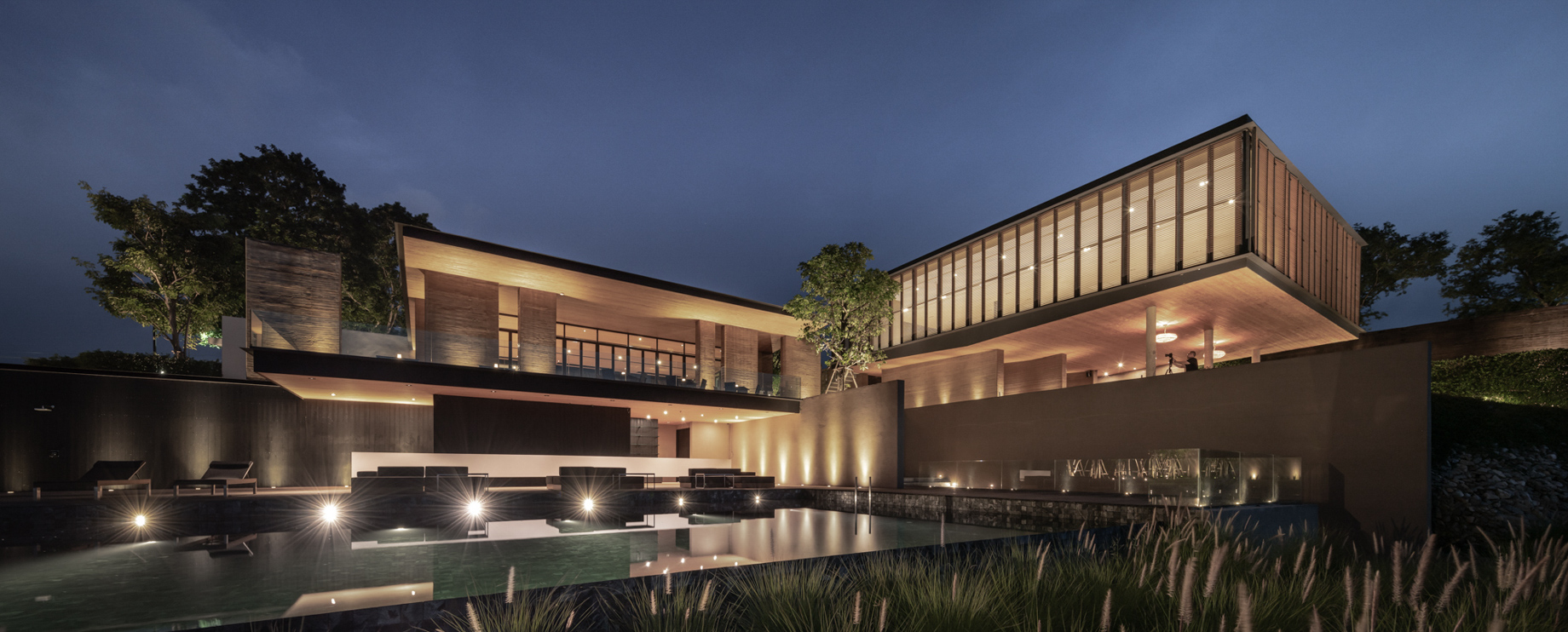 Tara Villa Riverkwai Resort – Kanchanaburi, Thailand – Exterior Pool Night View