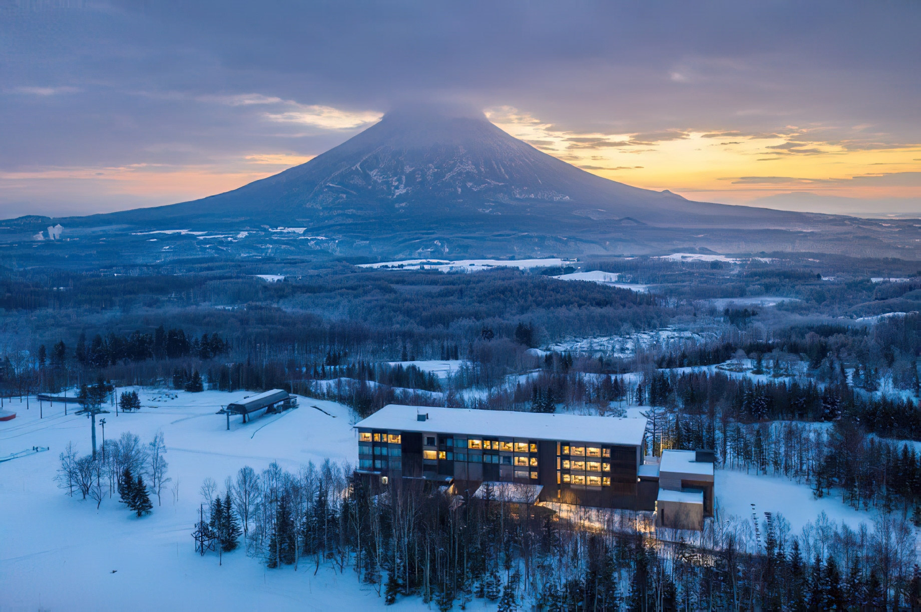 Higashiyama Niseko Village, A Ritz-Carlton Reserve Hotel - Hokkaido, Japan - Winter Aerial View