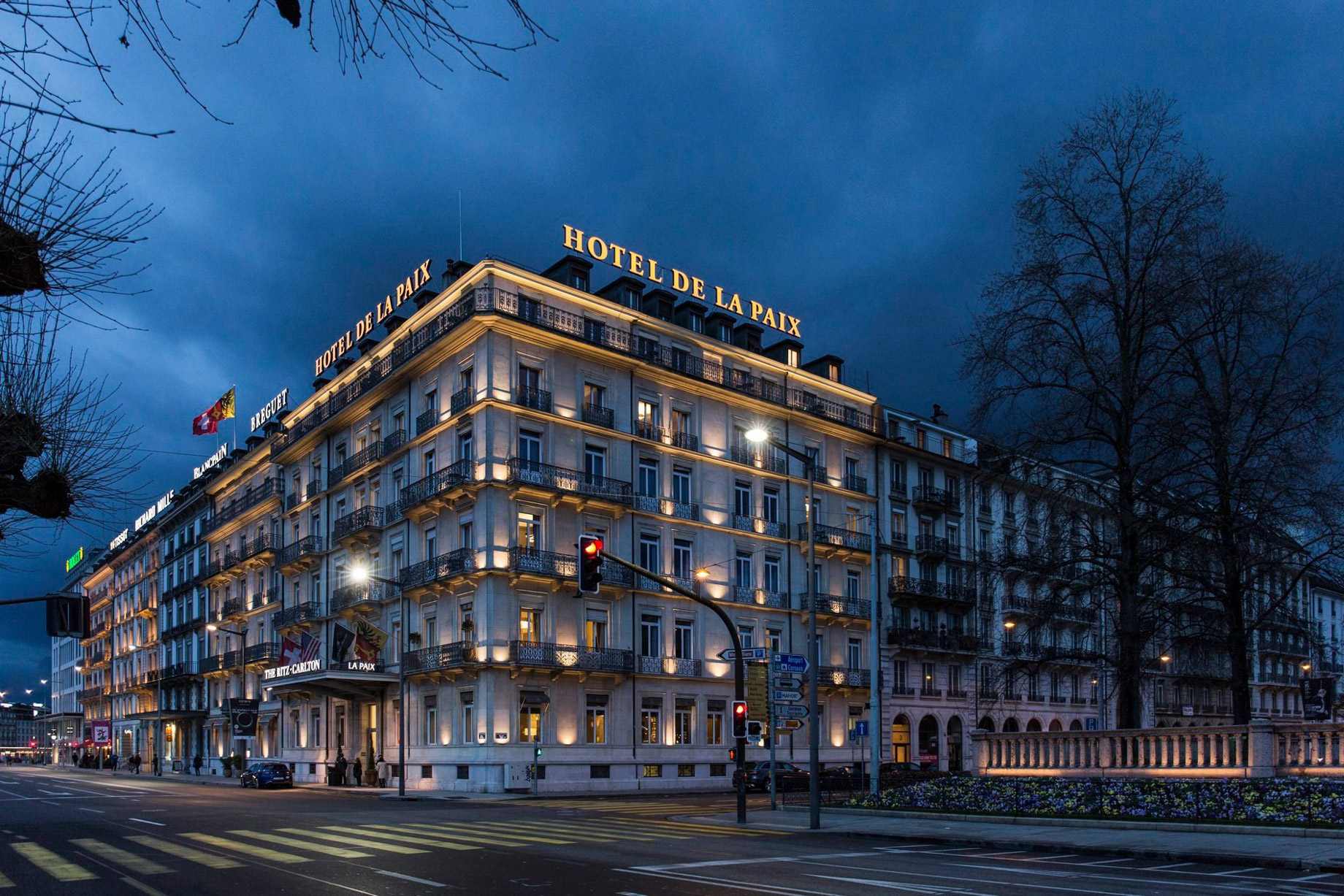 The Ritz-Carlton Hotel de la Paix, Geneva – Geneva, Switzerland – Hotel Exterior Night