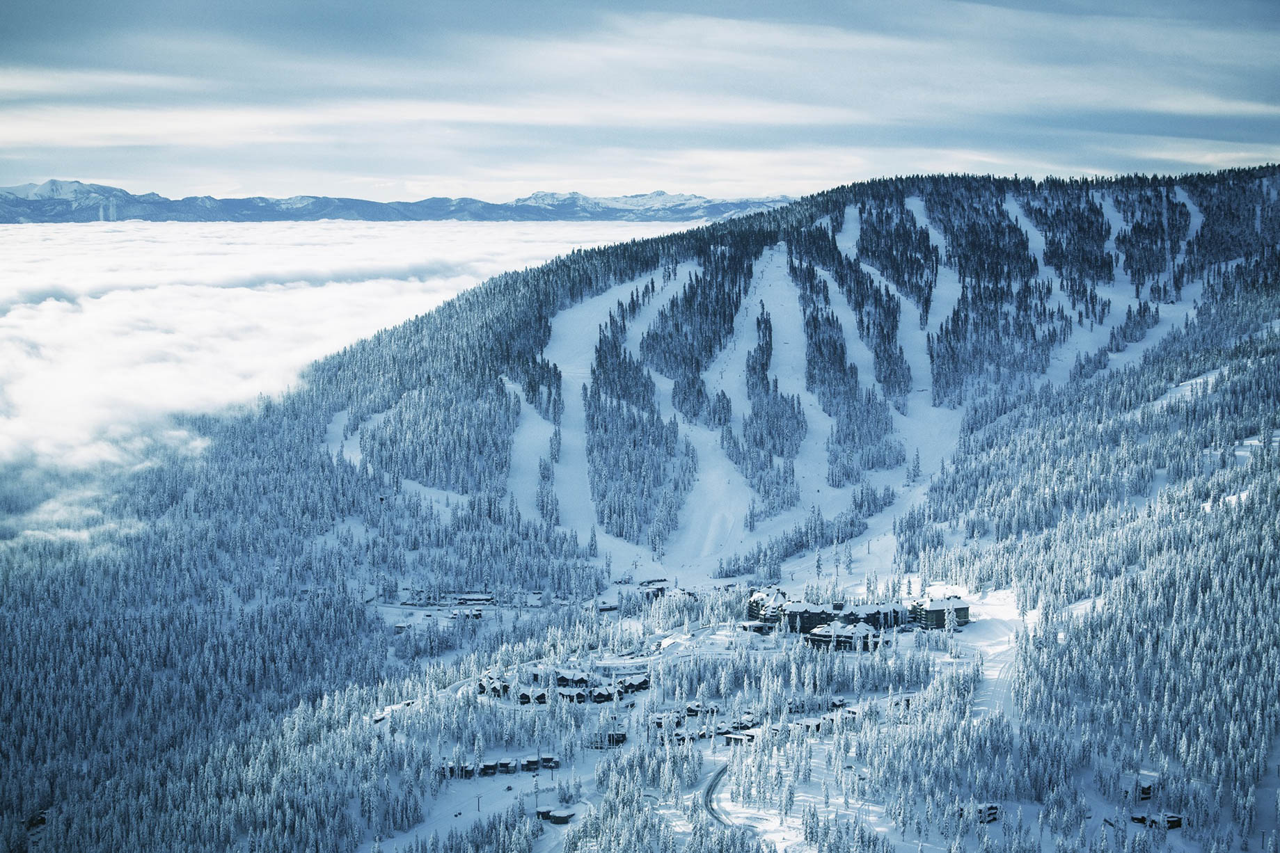 The Ritz-Carlton, Lake Tahoe Resort - Truckee, CA, USA - Mountain Winter Aerial View