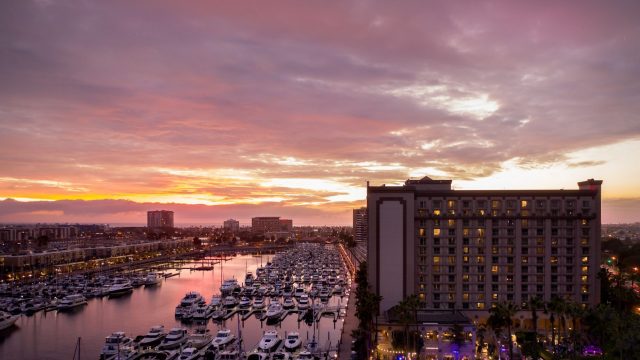 The Ritz-Carlton, Marina del Rey Hotel - Marina del Rey, CA, USA - External Aerial Sunset