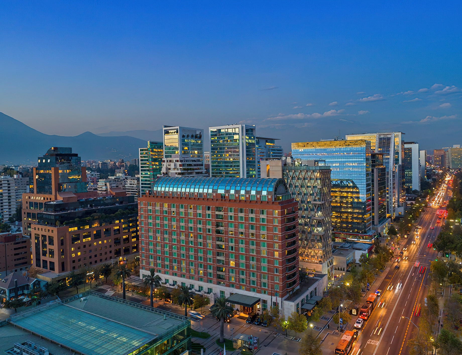 The Ritz-Carlton, Santiago Hotel – Santiago, Chile – Exterior Aerial View Night