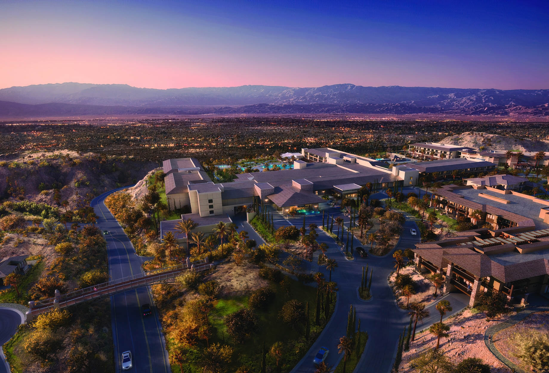 The Ritz-Carlton, Rancho Mirage Resort – Rancho Mirage, CA, USA – Hotel Exterior Aerial View Sunset