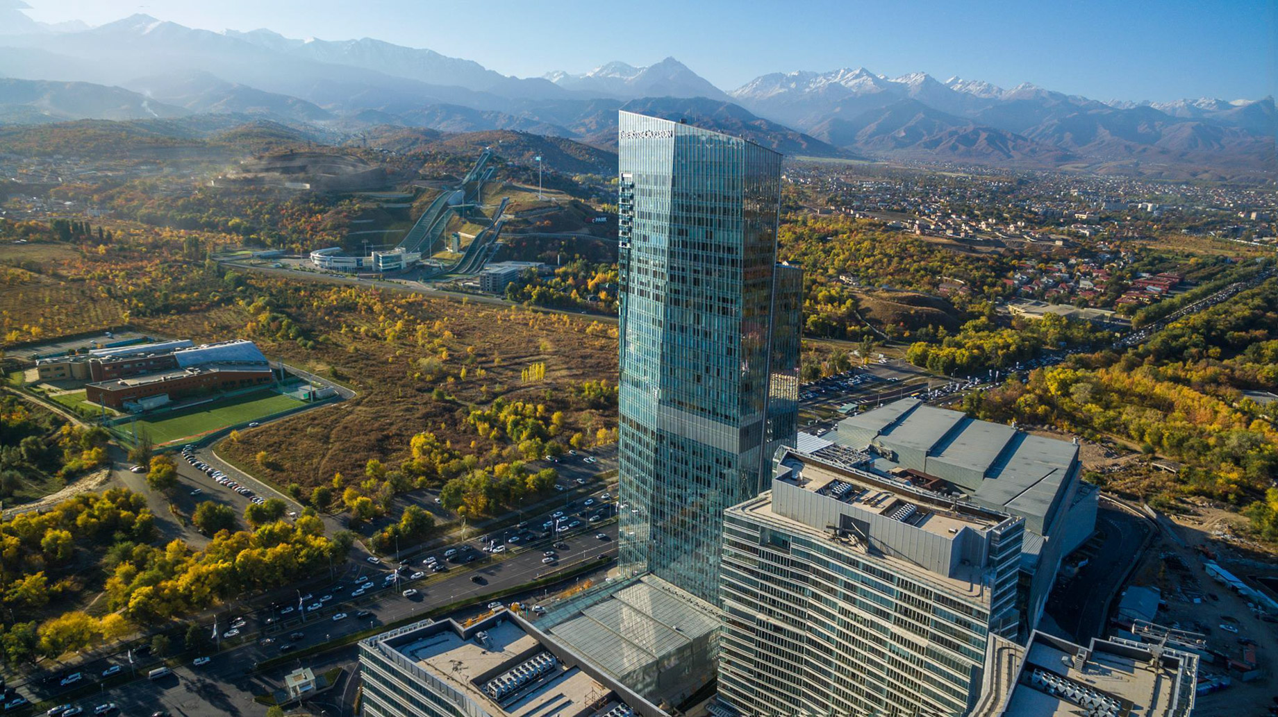 The Ritz-Carlton, Almaty Hotel – Almaty, Kazakhstan – Exterior Aerial View