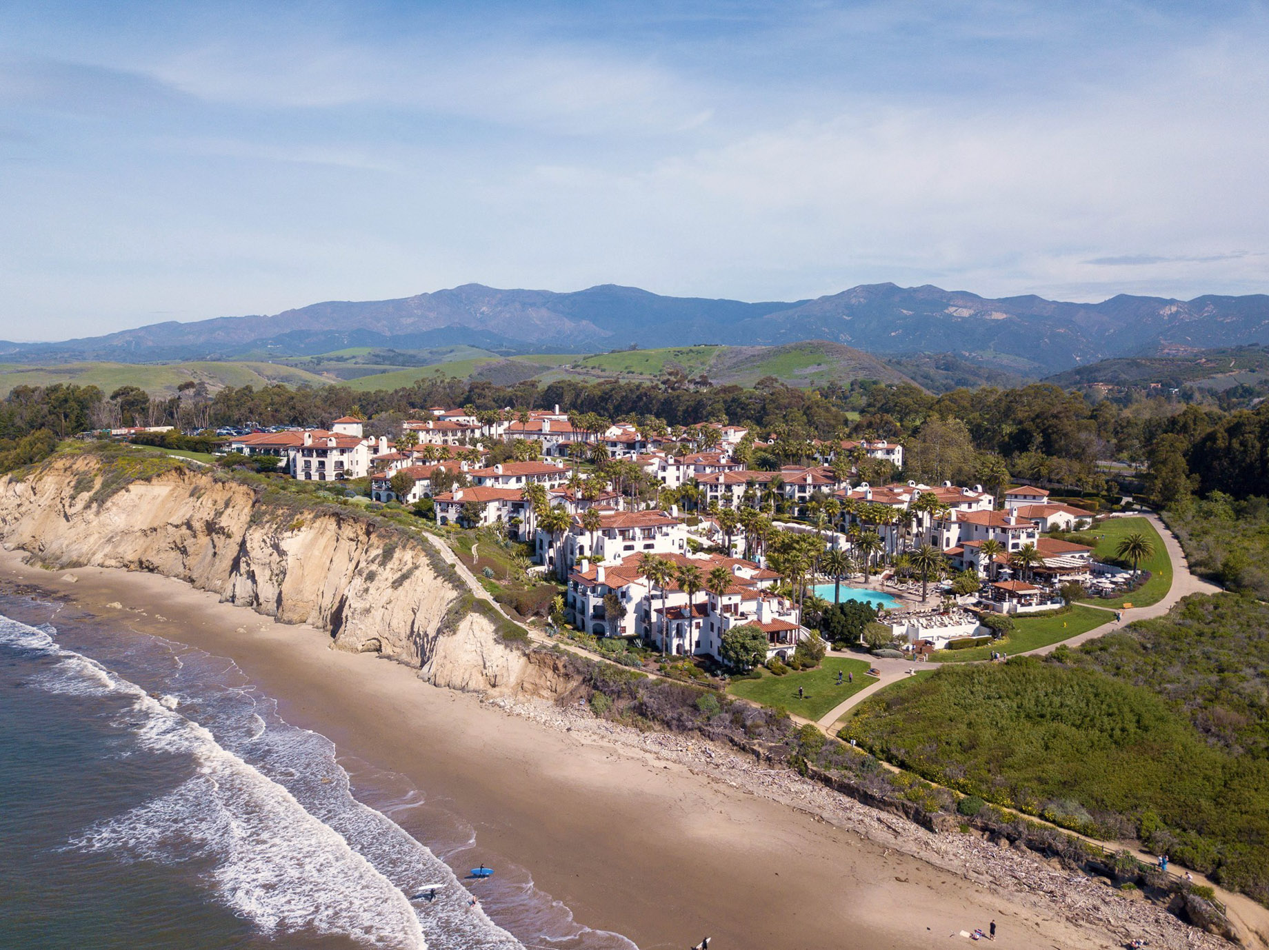 The Ritz-Carlton Bacara, Santa Barbara Resort – Santa Barbara, CA, USA – Resort Aerial Beach View