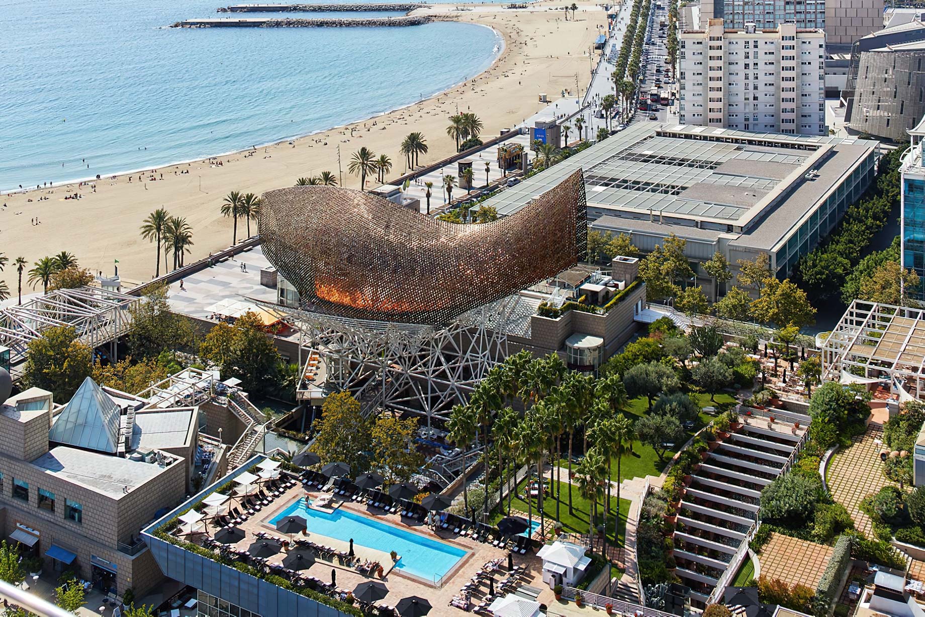 Hotel Arts Barcelona Ritz-Carlton – Barcelona, Spain – Exterior Aerial Pool View