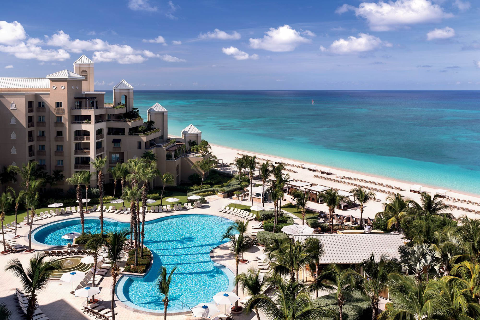 The Ritz-Carlton, Grand Cayman Resort – Seven Mile Beach, Cayman Islands – Pool Ocean View Aerial