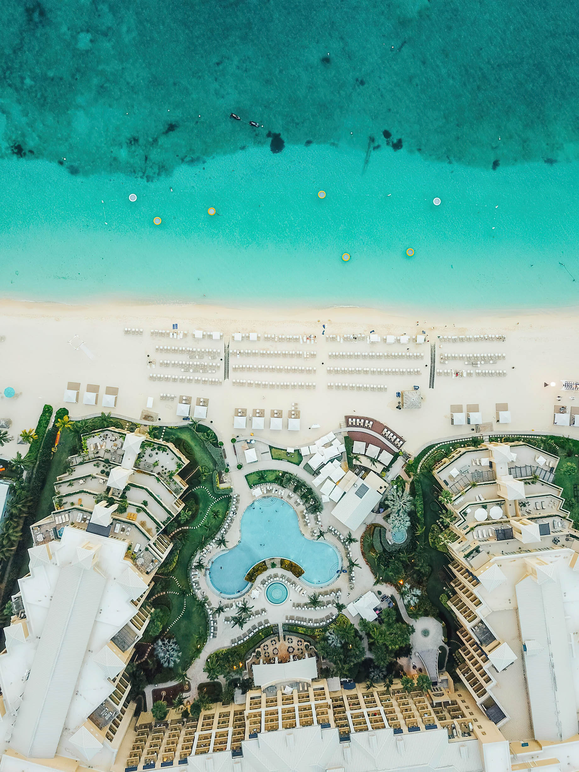 The Ritz-Carlton, Grand Cayman Resort – Seven Mile Beach, Cayman Islands – Beach Overhead Aerial View