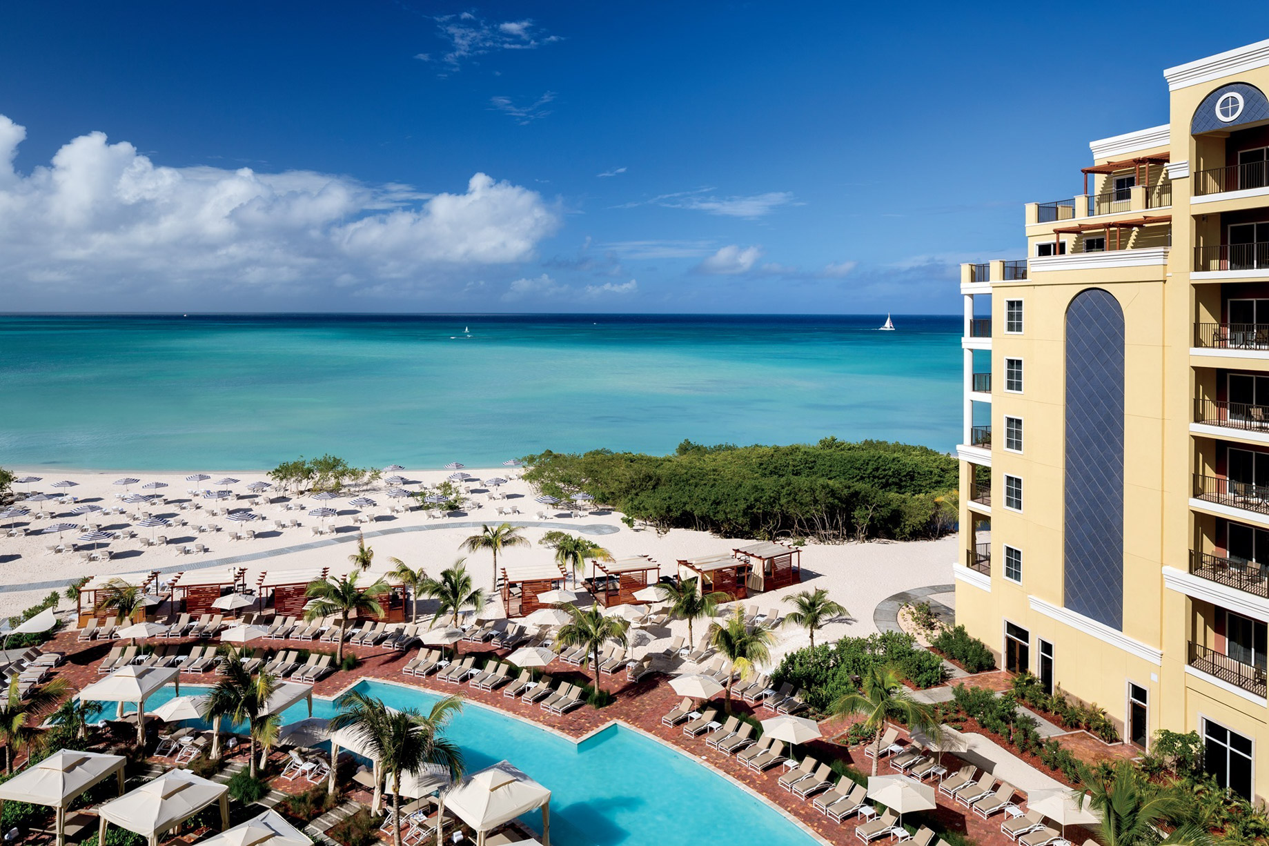 The Ritz-Carlton, Aruba Resort – Palm Beach, Aruba – Beach Pool and Ocean Aerial View