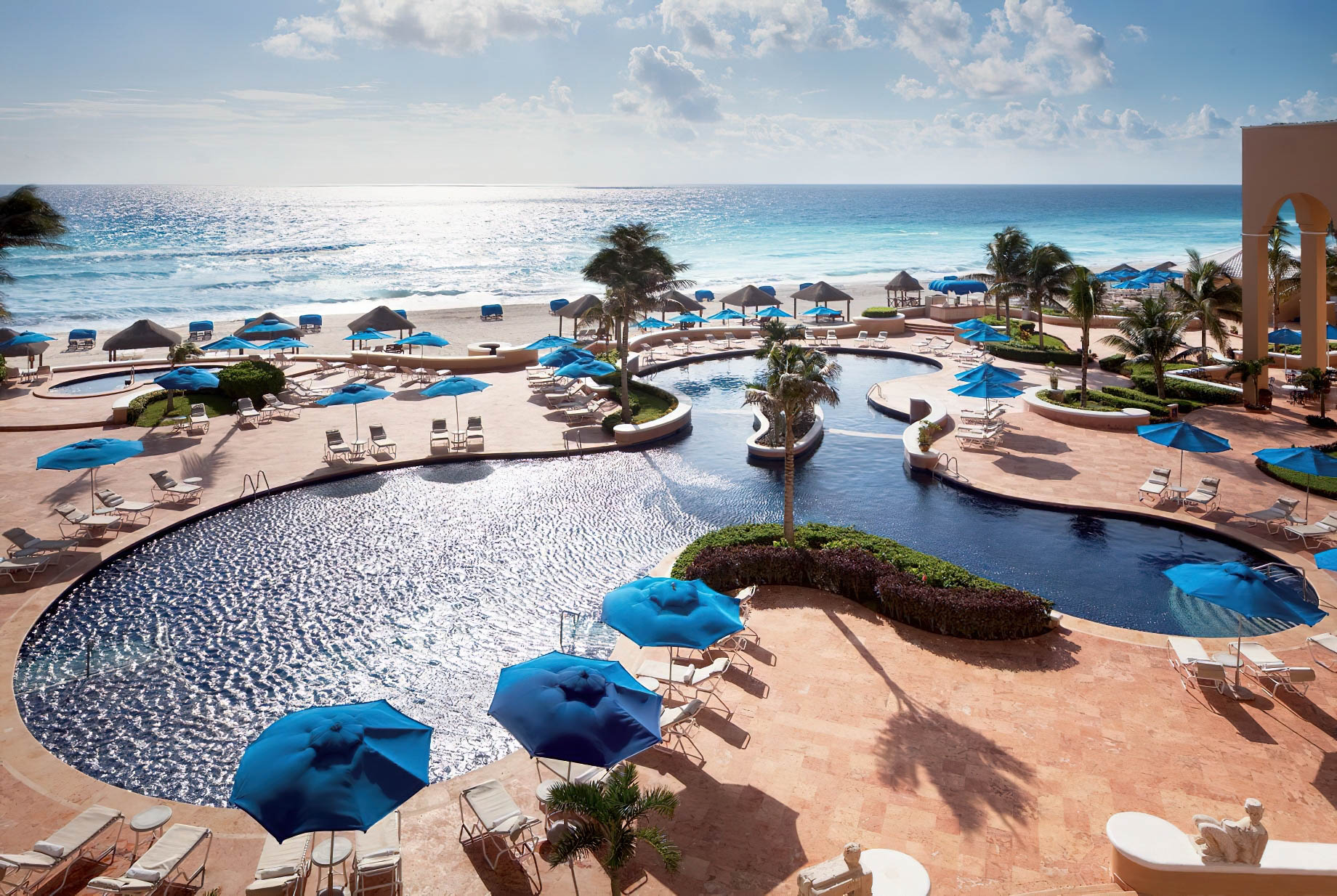 The Ritz-Carlton, Cancun Resort – Cancun, Mexico – Pool and Beach View Aerial