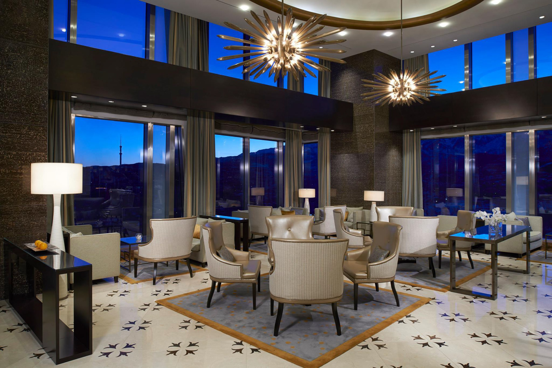 The Ritz-Carlton, Almaty Hotel - Almaty, Kazakhstan - Sky Lounge Night View