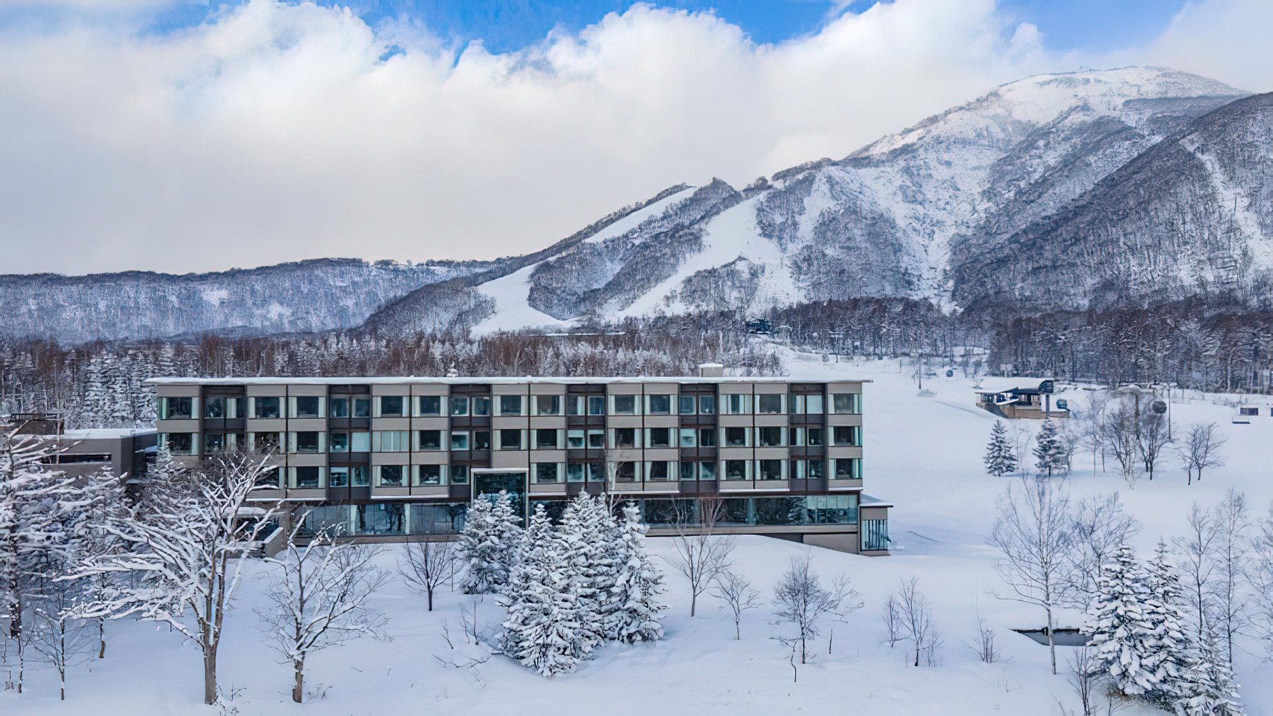 Higashiyama Niseko Village, A Ritz-Carlton Reserve Hotel – Hokkaido, Japan – Winter Exterior Aerial