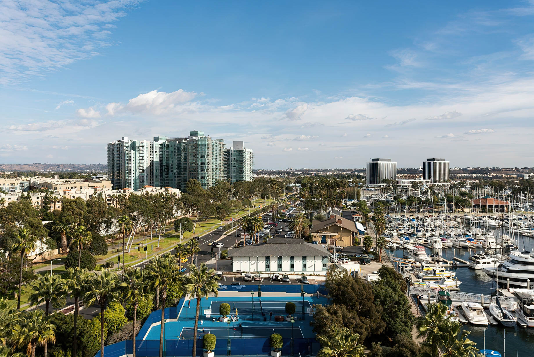 The Ritz-Carlton, Marina del Rey Hotel – Marina del Rey, CA, USA – Tennis Courts and Marina