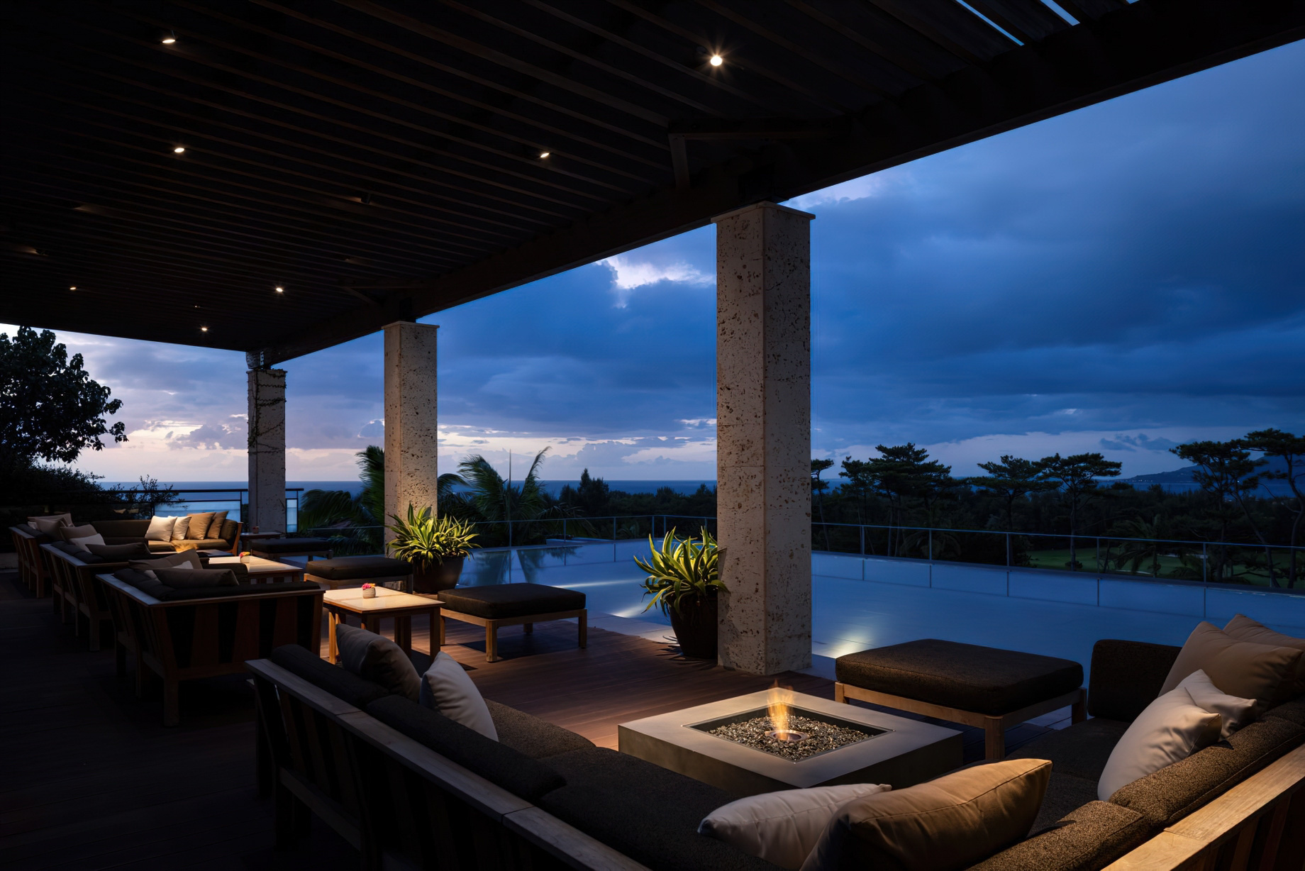 The Ritz-Carlton, Okinawa Hotel – Okinawa, Japan – Exterior Lounge Sunset